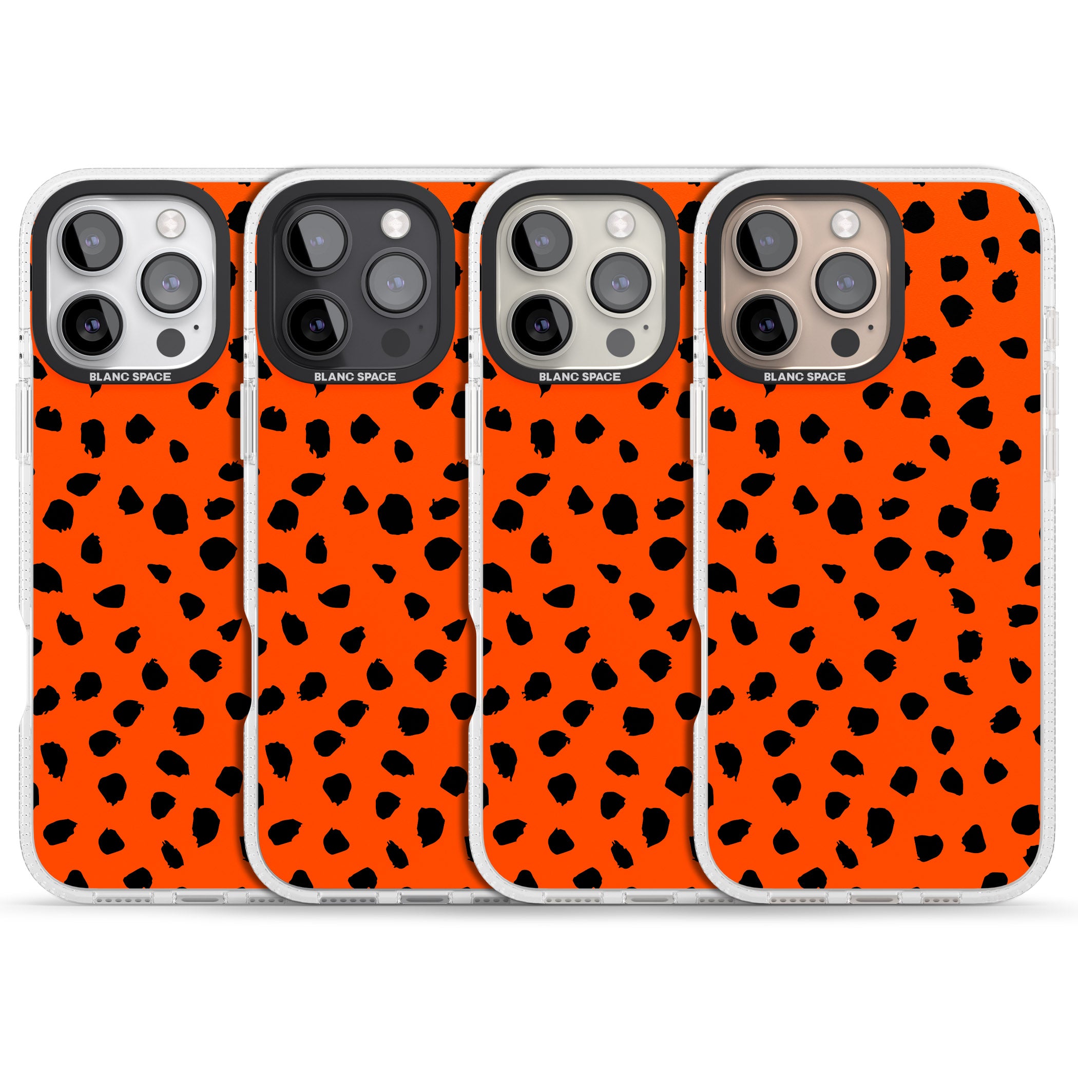 Black & Bright Red Dalmatian Polka Dot Spots iPhone 16 Pro Max / 16 Pro Clear Case Impact Air - Blanc Space