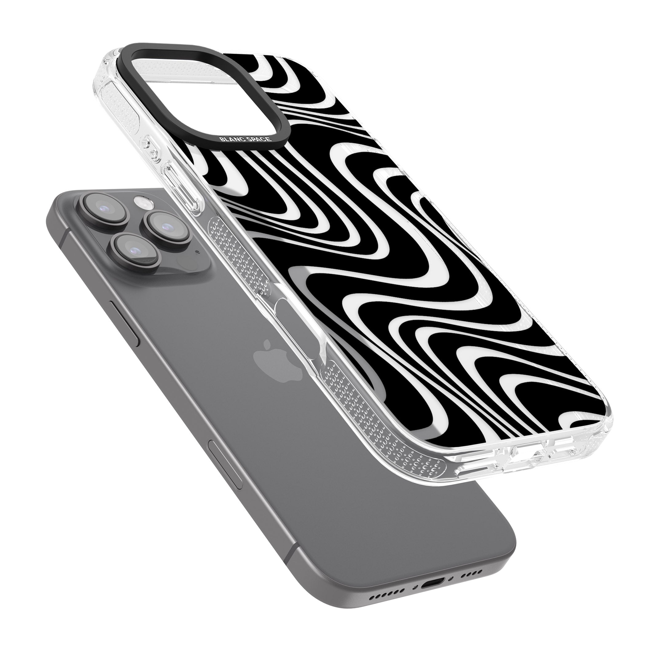Abstract Waves iPhone 16 Pro Max / 16 Pro Clear Case Impact Air - Blanc Space