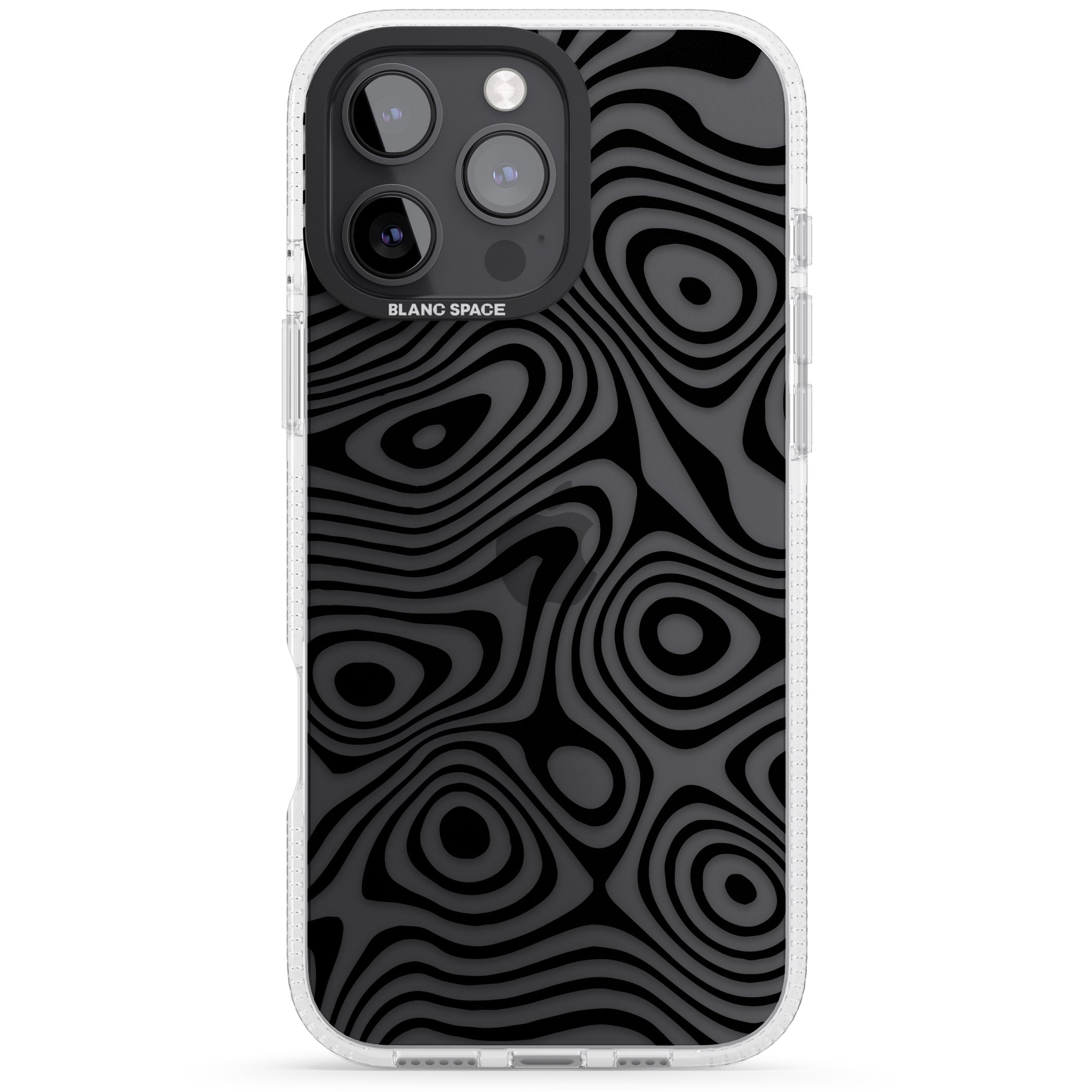 DARK TOPOGRAPHIC MAP iPhone 16 Pro Max / 16 Pro Clear Case Impact Air - Blanc Space