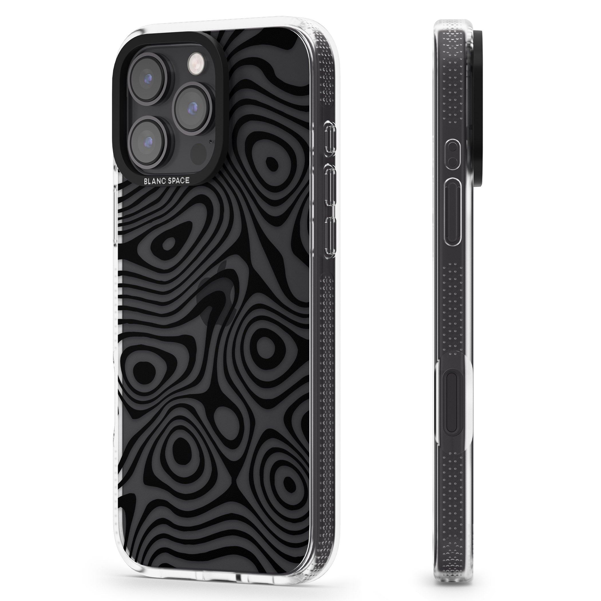 DARK TOPOGRAPHIC MAP iPhone 16 Pro Max / 16 Pro Clear Case Impact Air - Blanc Space