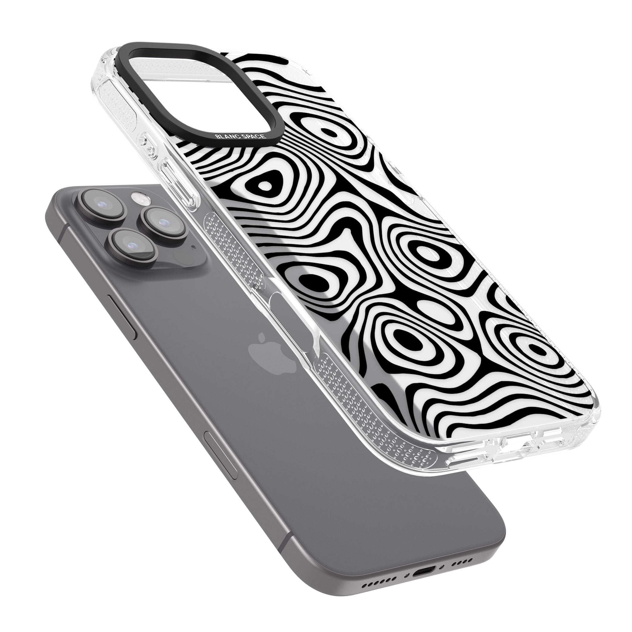 DARK TOPOGRAPHIC MAP iPhone 16 Pro Max / 16 Pro Clear Case Impact Air - Blanc Space