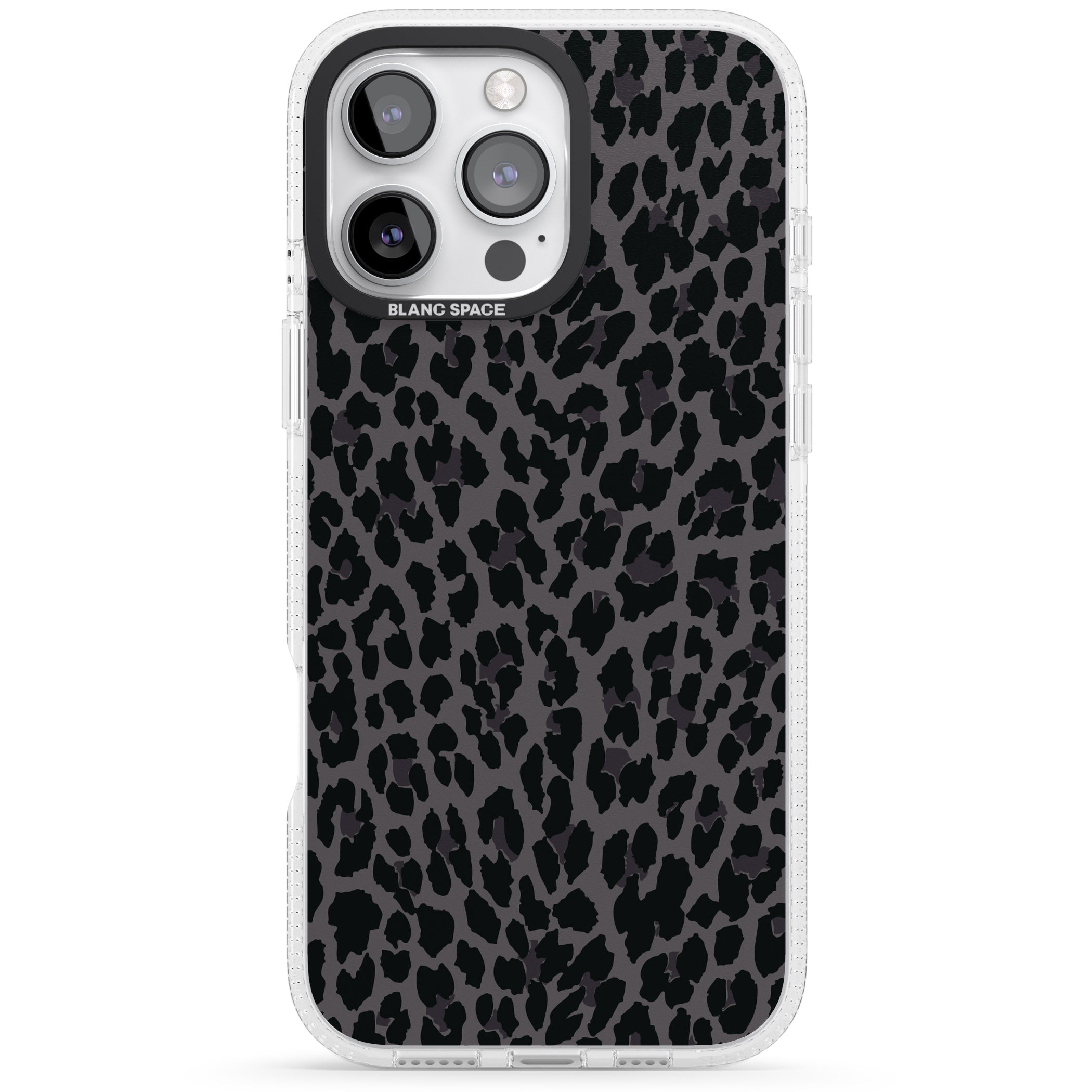Dark Animal Print Pattern Small Leopard iPhone 16 Pro Max / 16 Pro Clear Case Impact Air - Blanc Space
