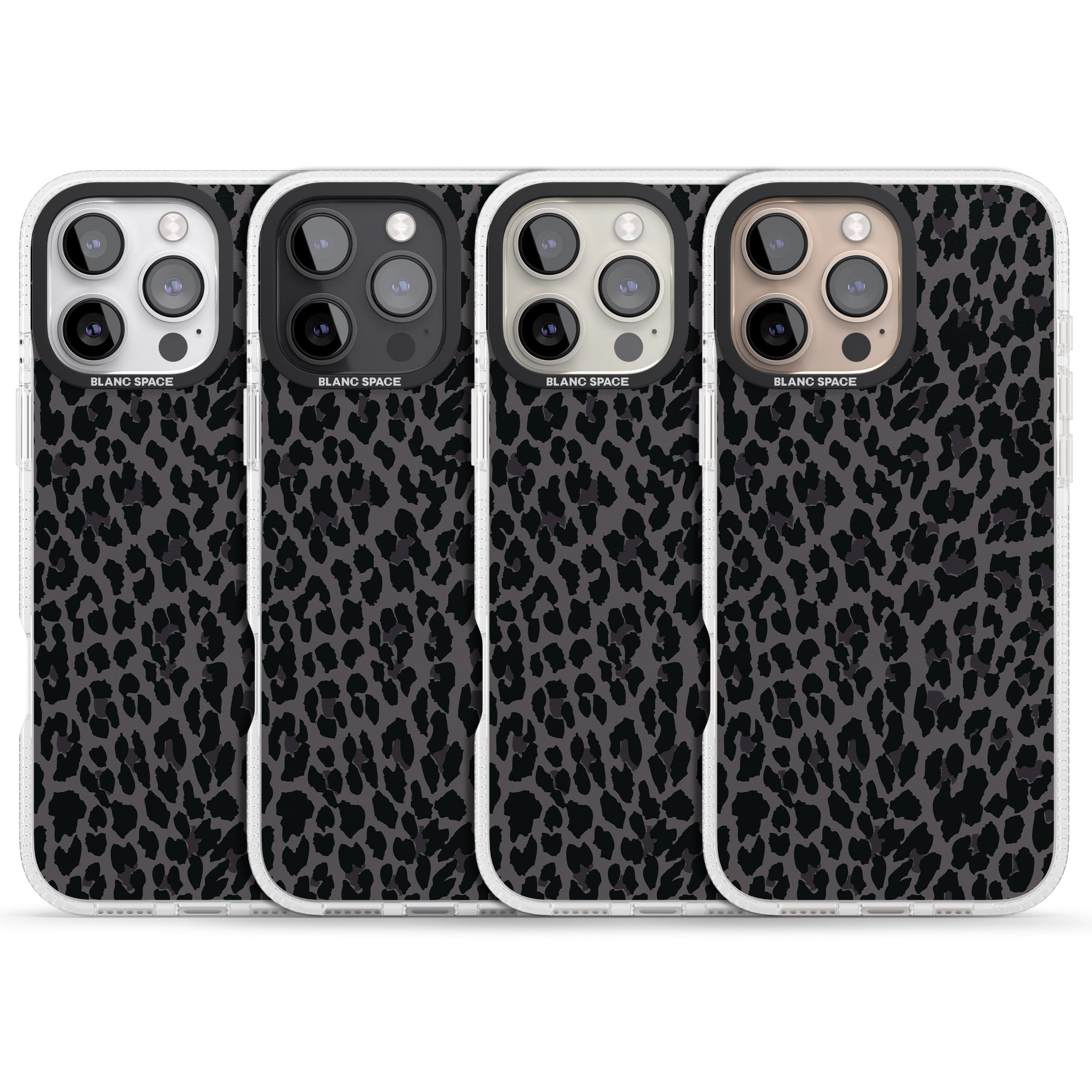 Dark Animal Print Pattern Small Leopard iPhone 16 Pro Max / 16 Pro Clear Case Impact Air - Blanc Space