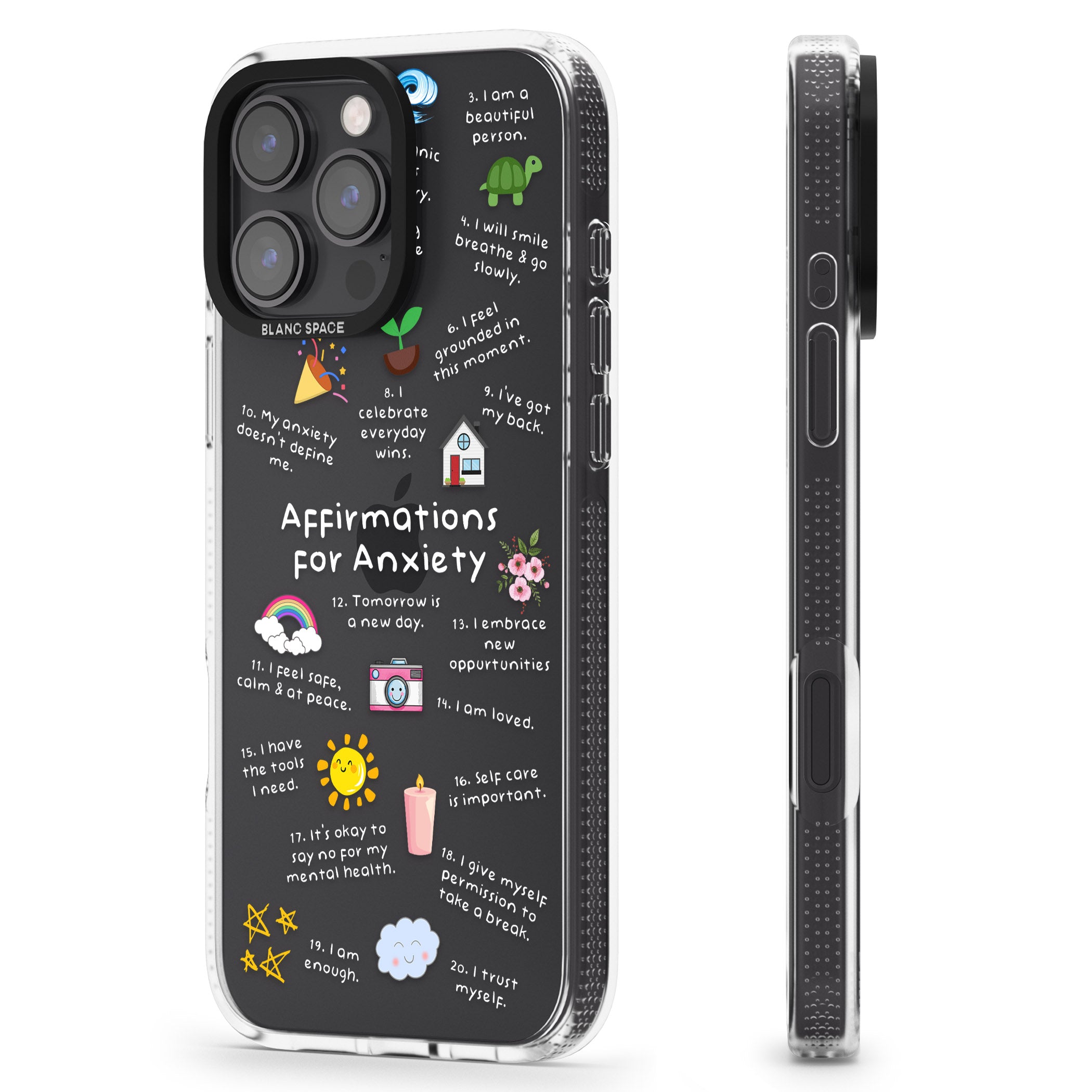 Anxiety White Text iPhone 16 Pro Max / 16 Pro Clear Case Impact Air - Blanc Space