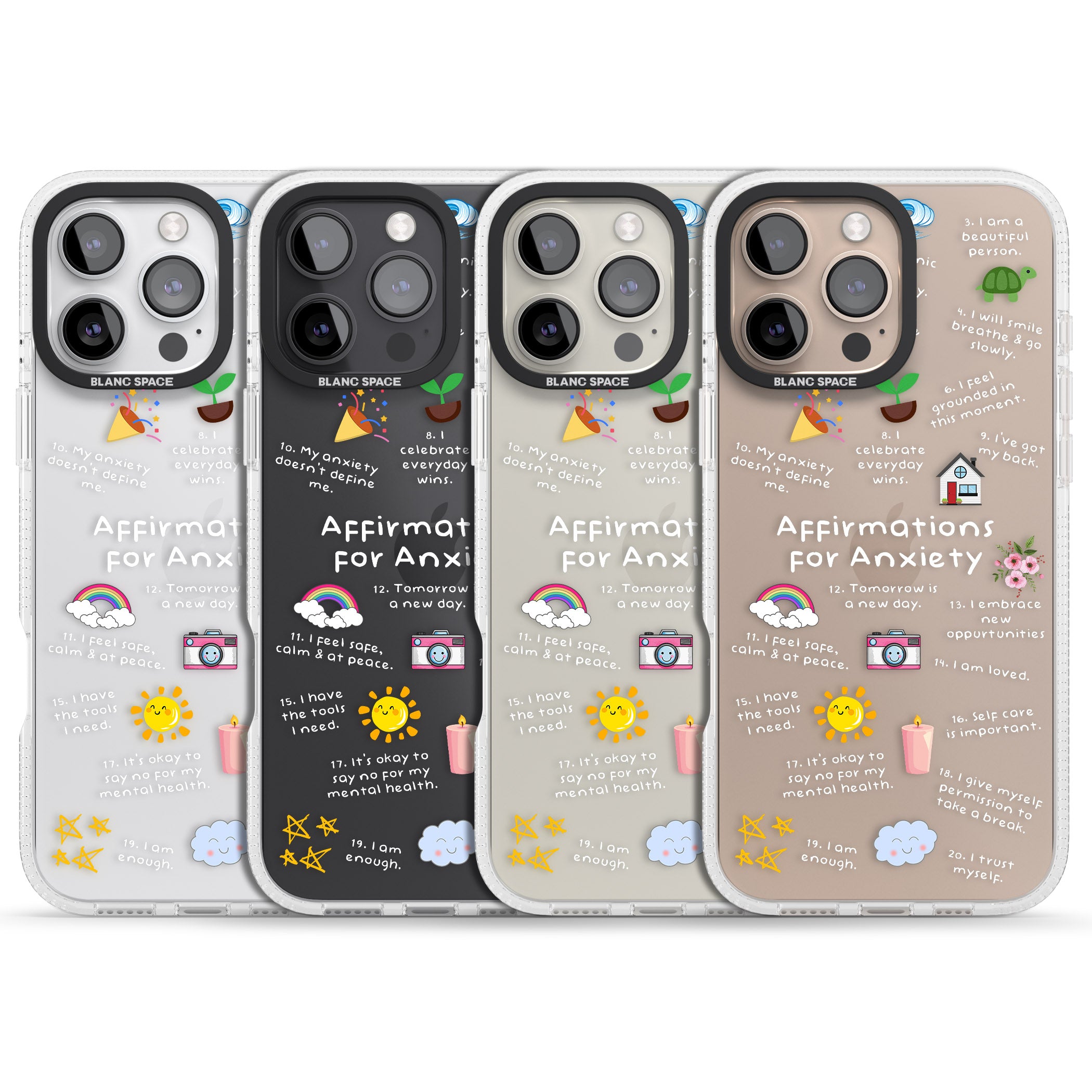 Anxiety White Text iPhone 16 Pro Max / 16 Pro Clear Case Impact Air - Blanc Space