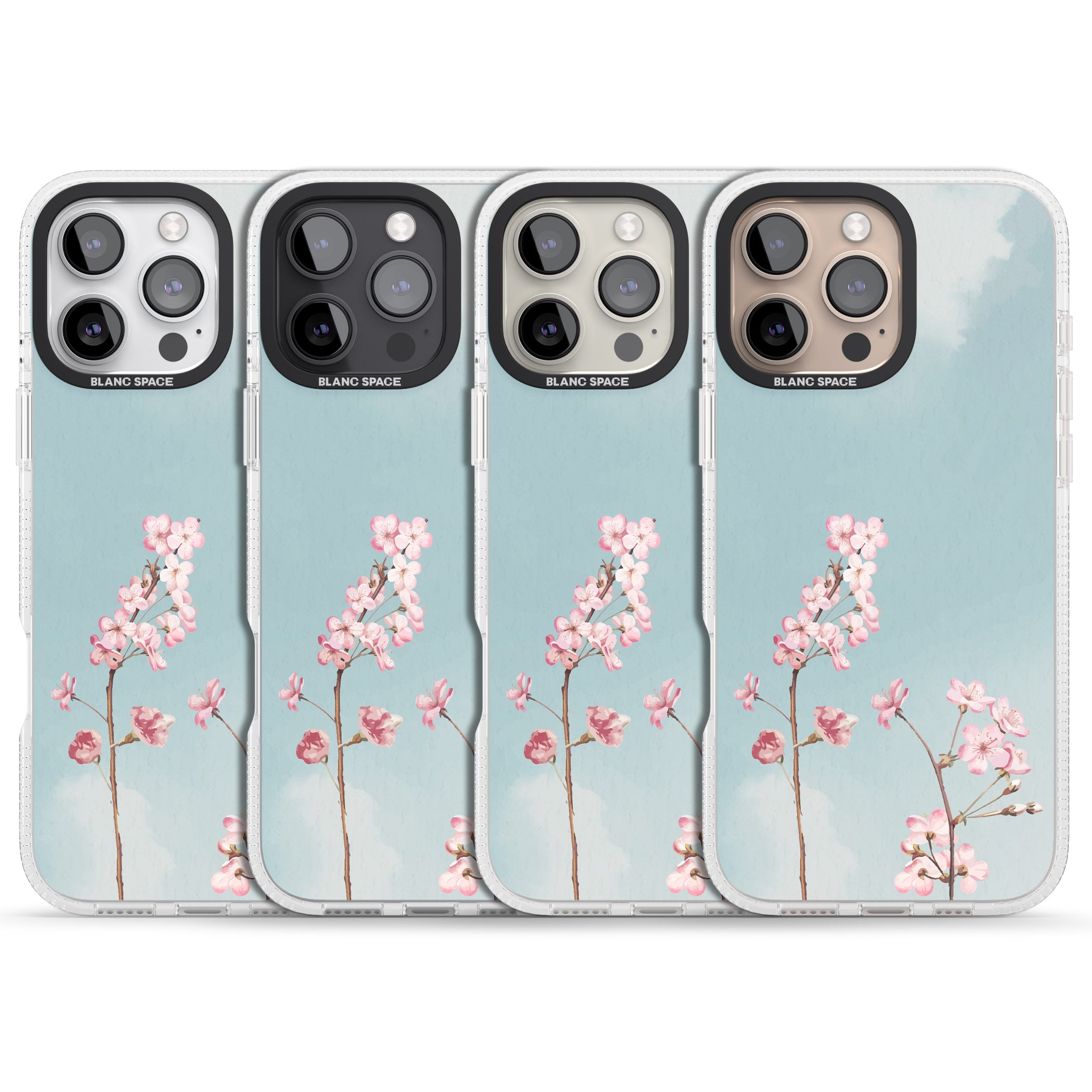 Blossom Flower Sky iPhone 16 Pro Max / 16 Pro Clear Case Impact Air - Blanc Space