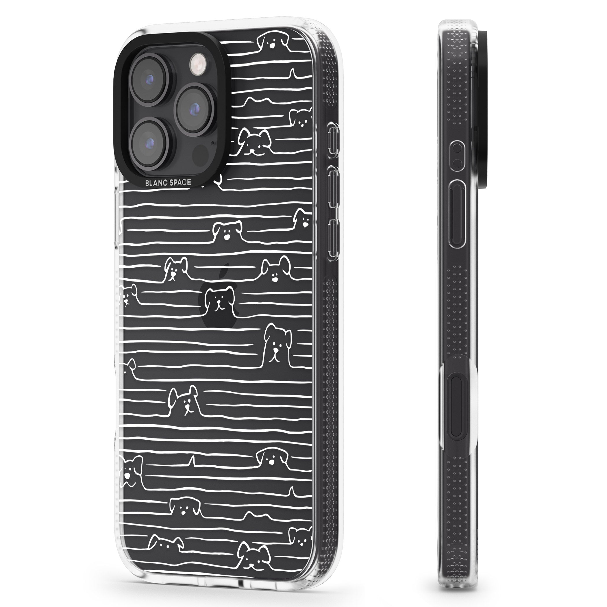 Dog Line Art - White iPhone 16 Pro Max / 16 Pro Clear Case Impact Air - Blanc Space