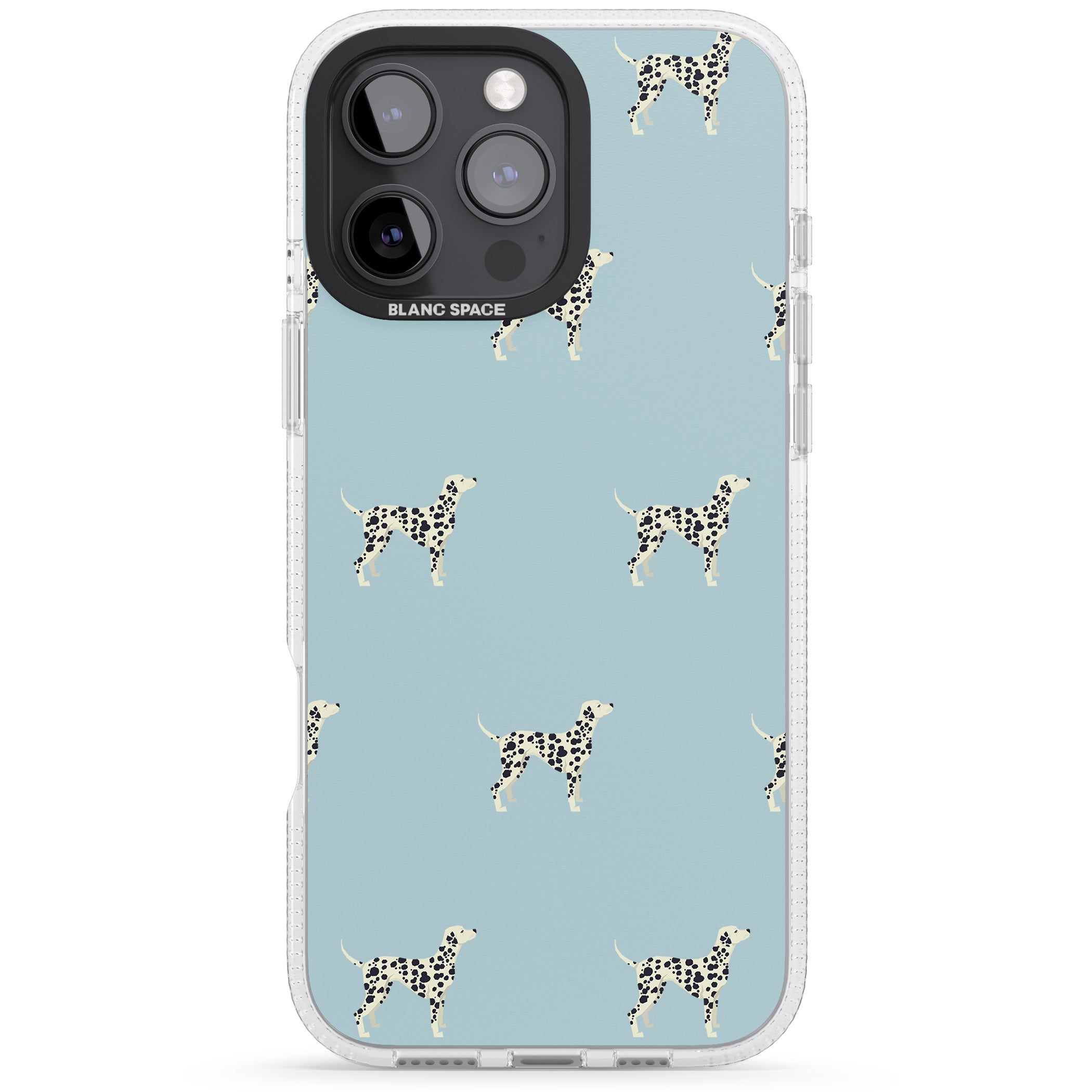 Dalmation Dog Pattern iPhone 16 Pro Max / 16 Pro Clear Case Impact Air - Blanc Space
