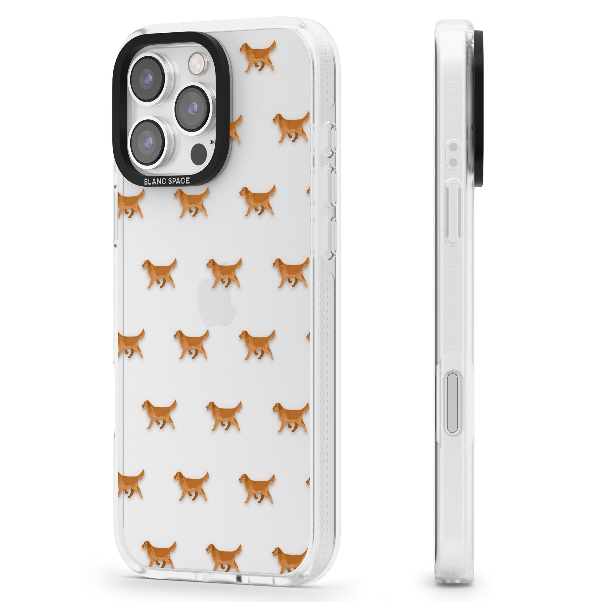 Golden Retriever Dog Pattern Clear iPhone 16 Pro Max / 16 Pro Clear Case Impact Air - Blanc Space