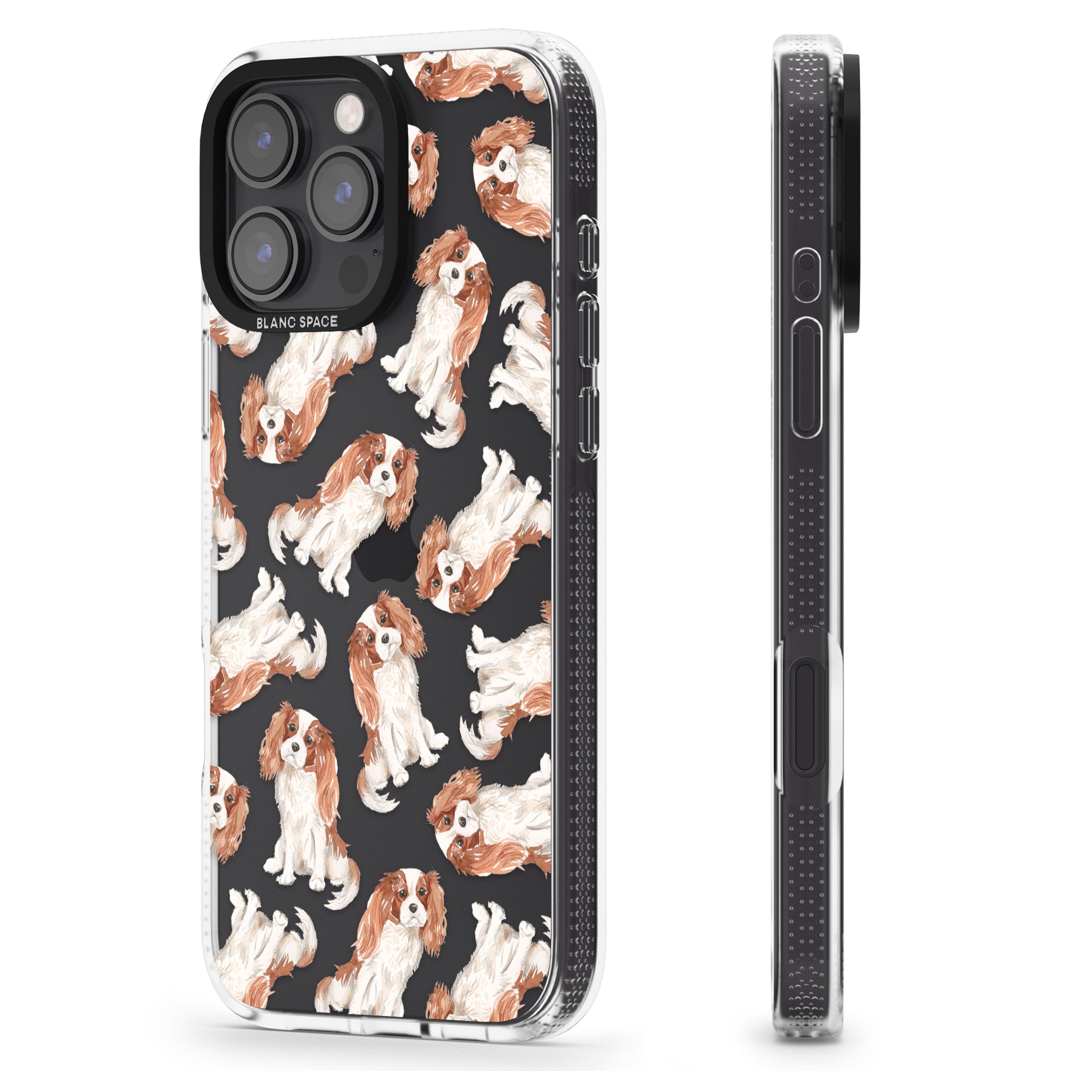 Cavalier King Charles Spaniel Dog Pattern iPhone 16 Pro Max / 16 Pro Clear Case Impact Air - Blanc Space
