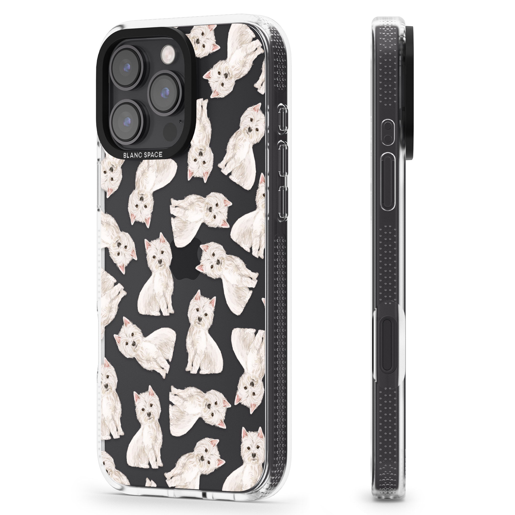 Westie Watercolour Dog Pattern iPhone 16 Pro Max / 16 Pro Clear Case Impact Air - Blanc Space