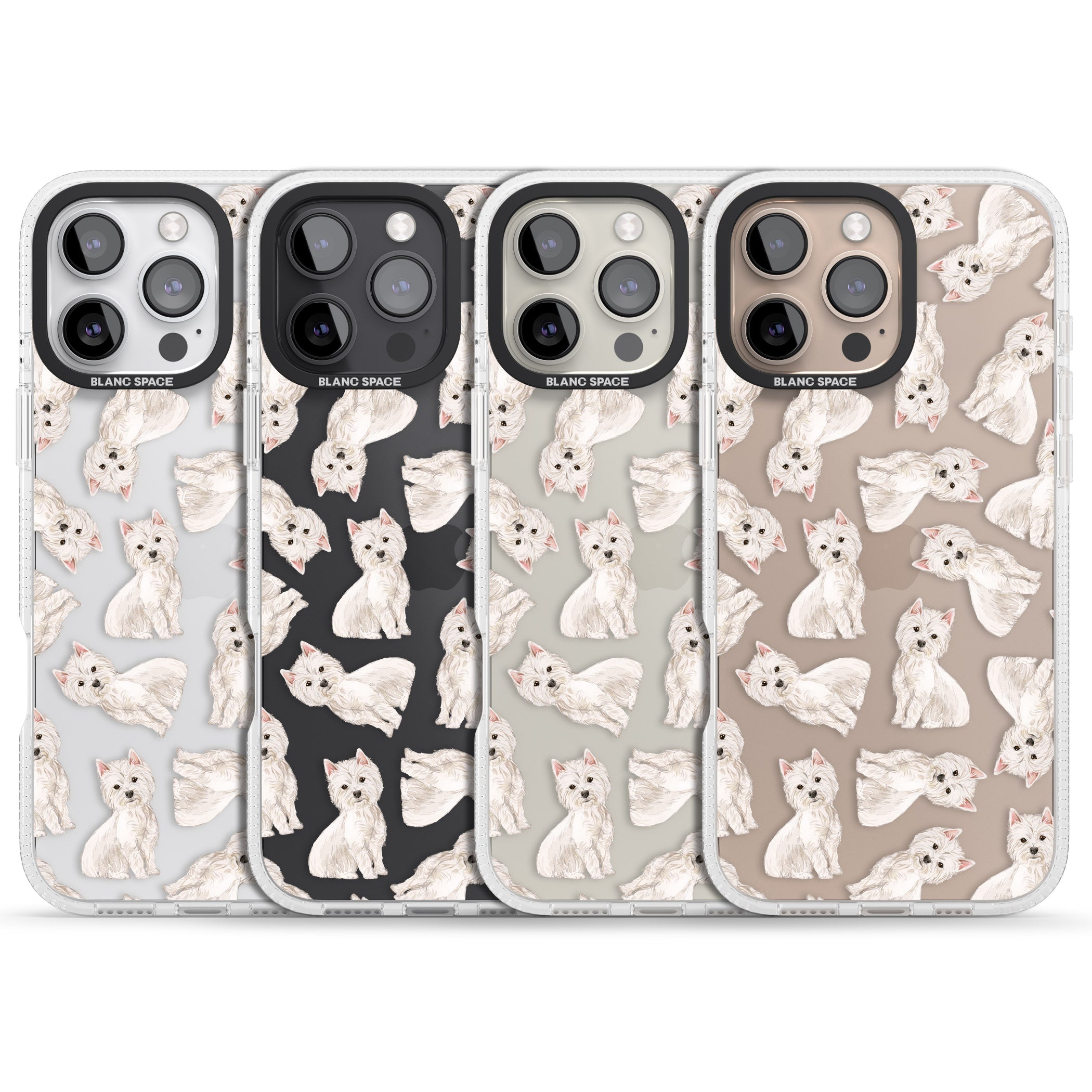 Westie Watercolour Dog Pattern iPhone 16 Pro Max / 16 Pro Clear Case Impact Air - Blanc Space