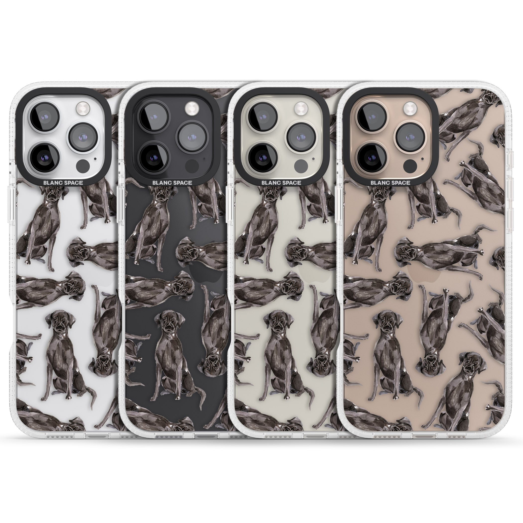 Black Labrador Watercolour Dog Pattern iPhone 16 Pro Max / 16 Pro Clear Case Impact Air - Blanc Space