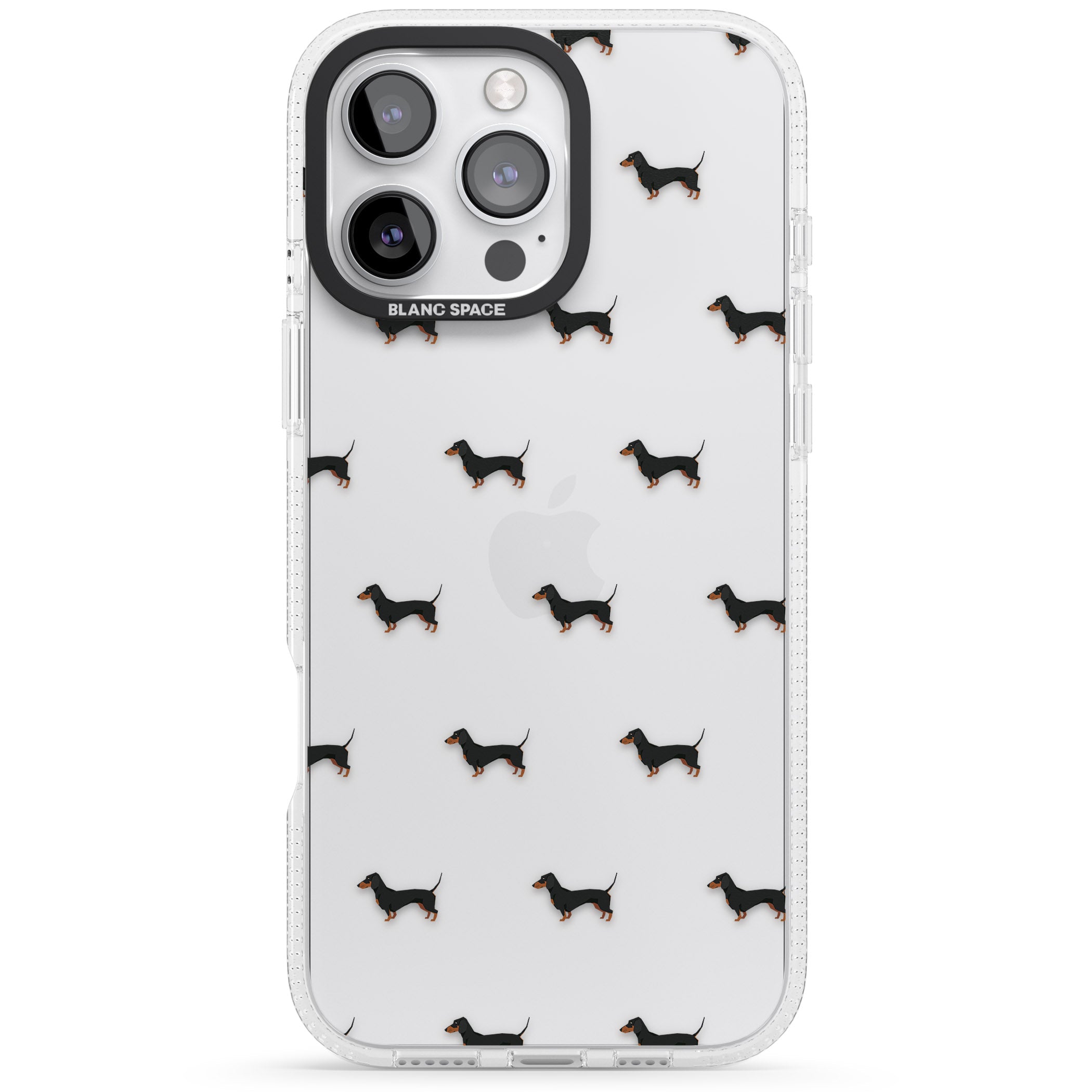 Dachshund Dog Pattern Clear iPhone 16 Pro Max / 16 Pro Clear Case Impact Air - Blanc Space