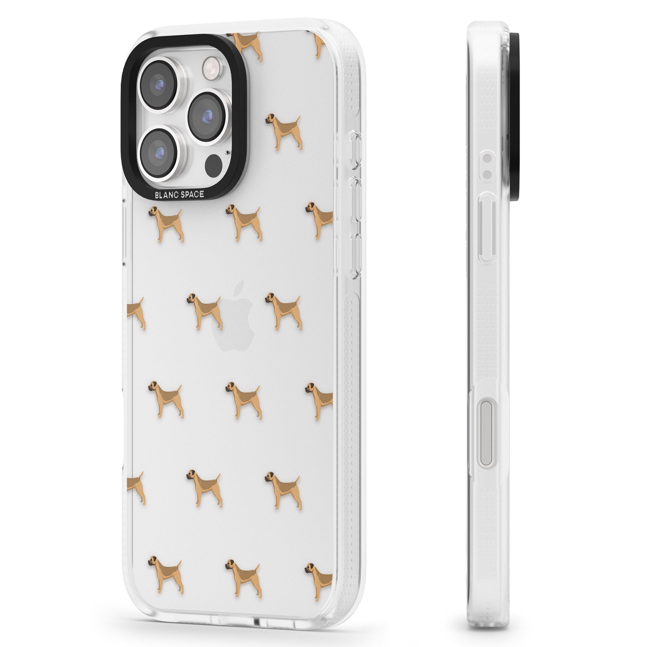 Border Terrier Dog Pattern Clear iPhone 16 Pro Max / 16 Pro Clear Case Impact Air - Blanc Space