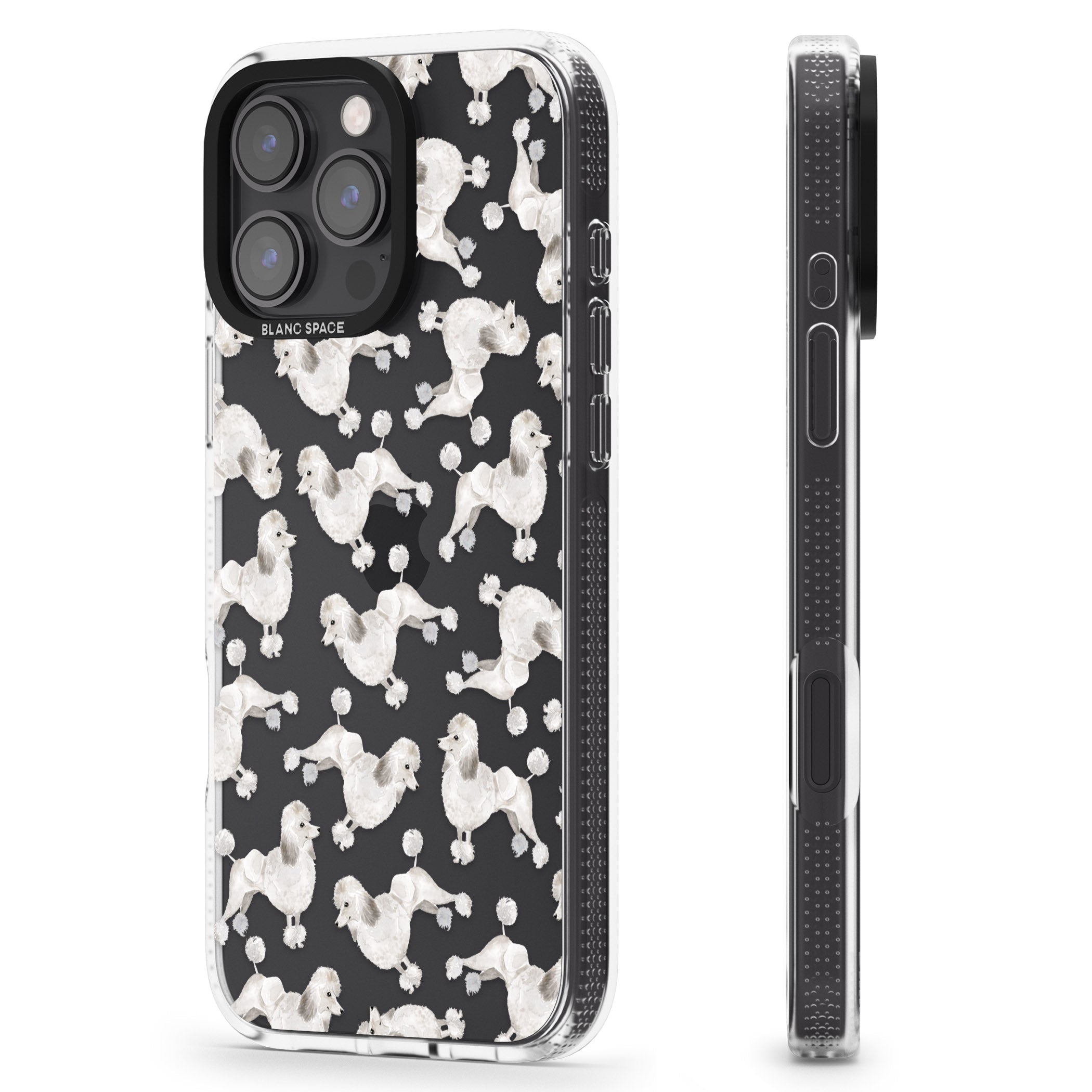 Poodle (White) Watercolour Dog Pattern iPhone 16 Pro Max / 16 Pro Clear Case Impact Air - Blanc Space