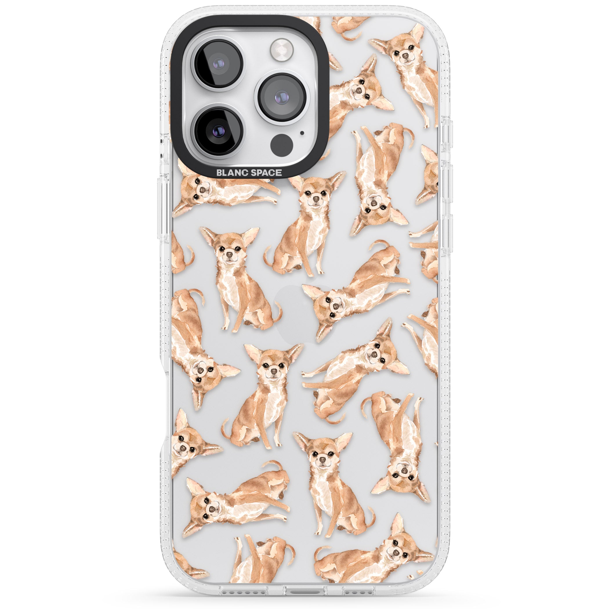 Chihuahua Watercolour Dog Pattern iPhone 16 Pro Max / 16 Pro Clear Case Impact Air - Blanc Space