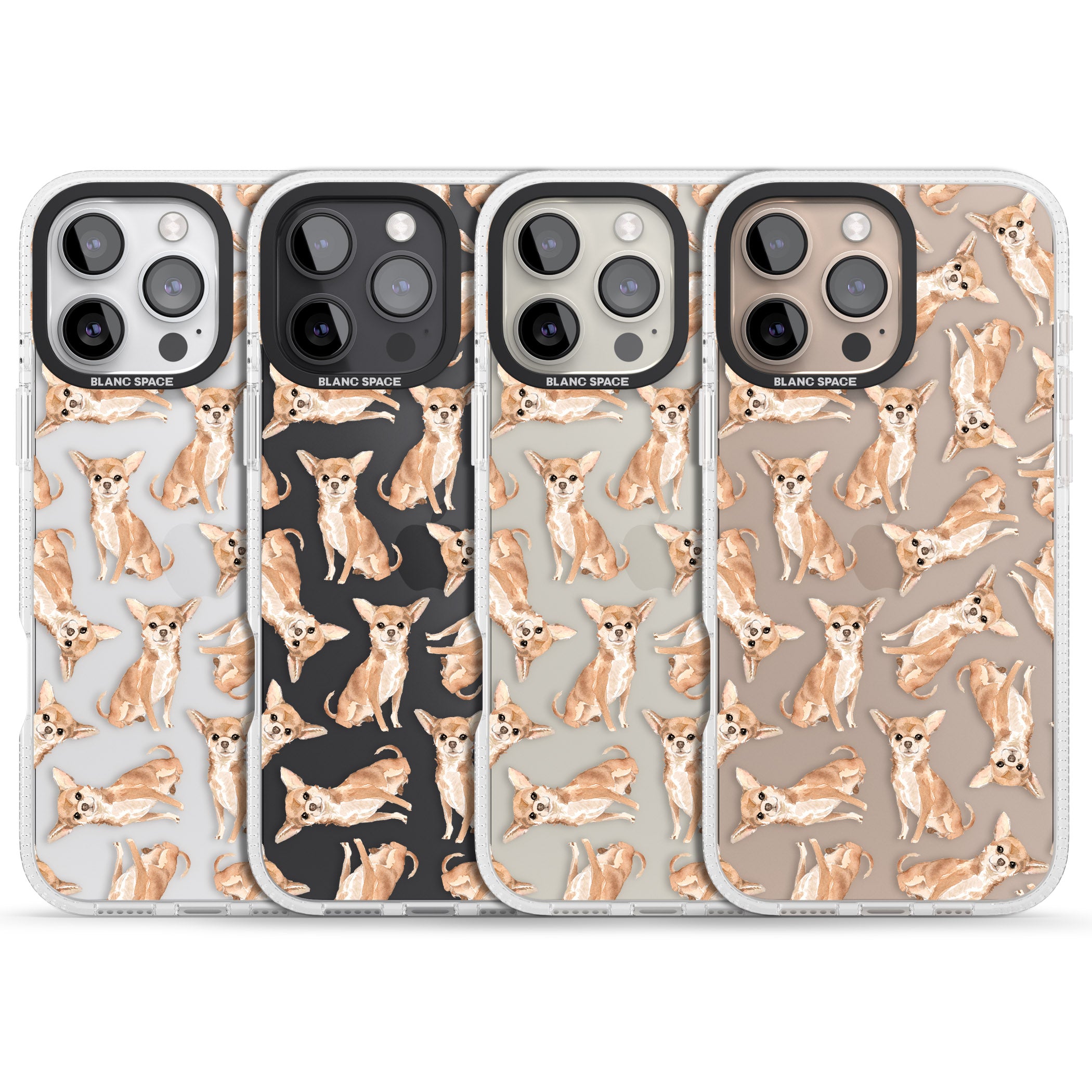 Chihuahua Watercolour Dog Pattern iPhone 16 Pro Max / 16 Pro Clear Case Impact Air - Blanc Space