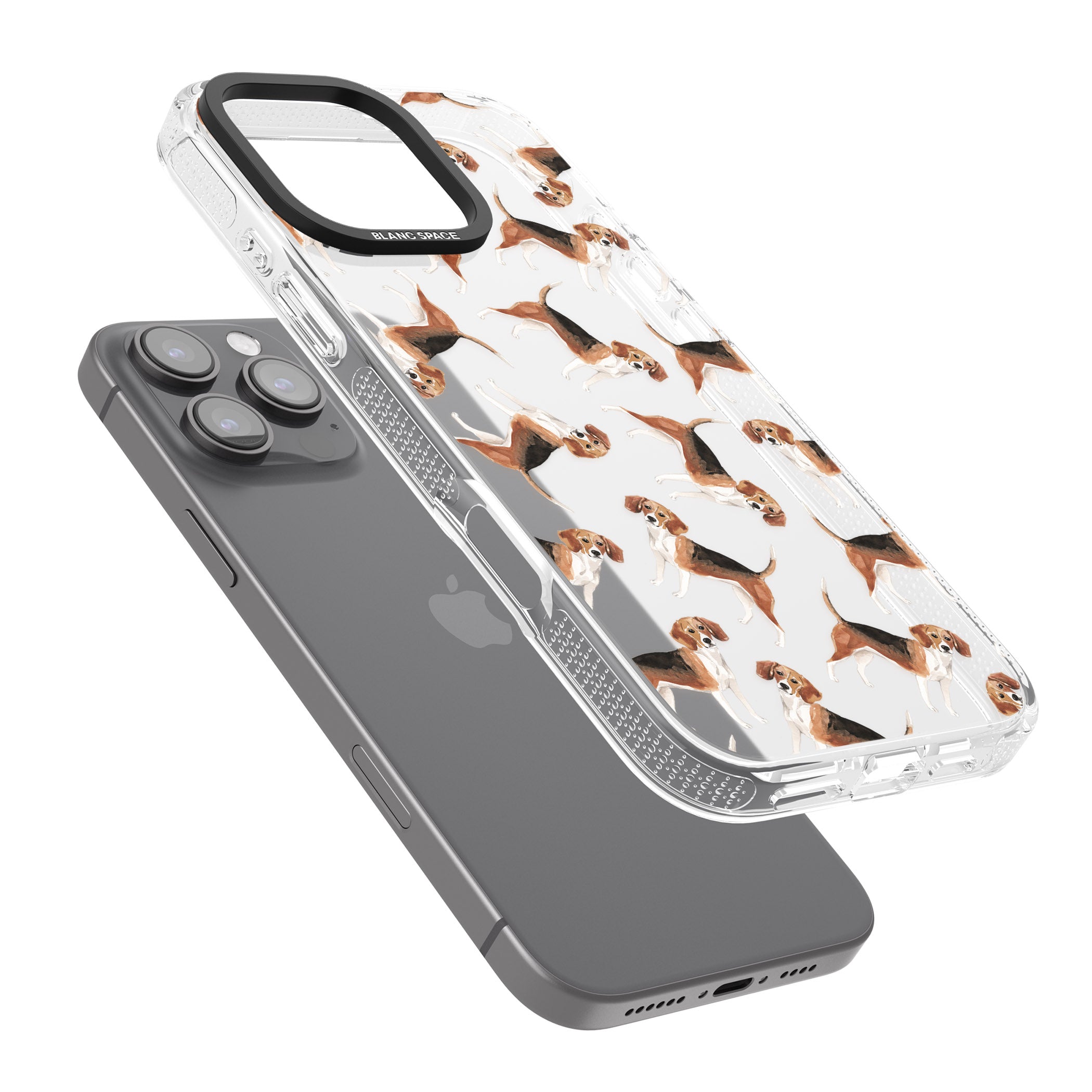 Beagle Watercolour Dog Pattern iPhone 16 Pro Max / 16 Pro Clear Case Impact Air - Blanc Space