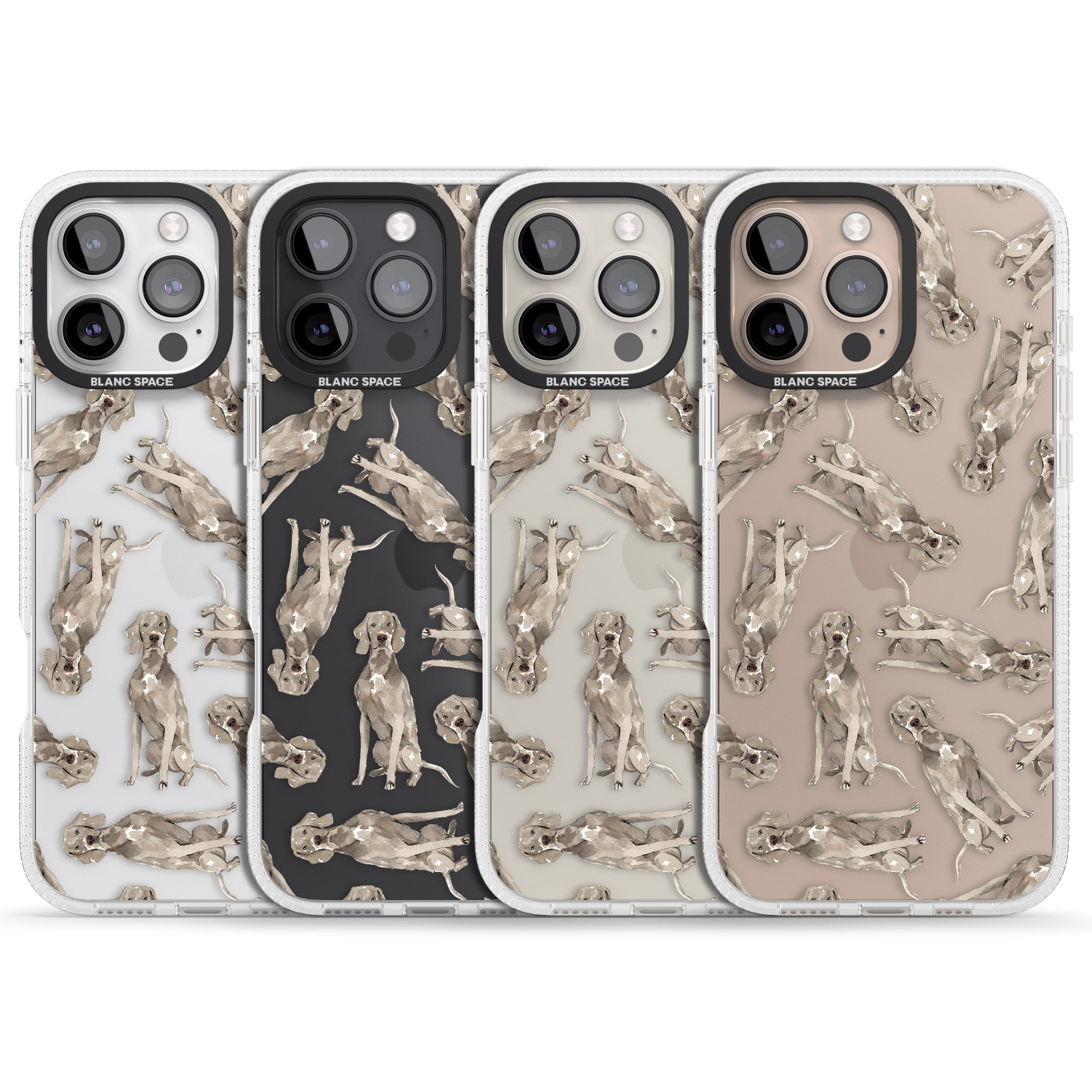 Weimaraner Watercolour Dog Pattern iPhone 16 Pro Max / 16 Pro Clear Case Impact Air - Blanc Space