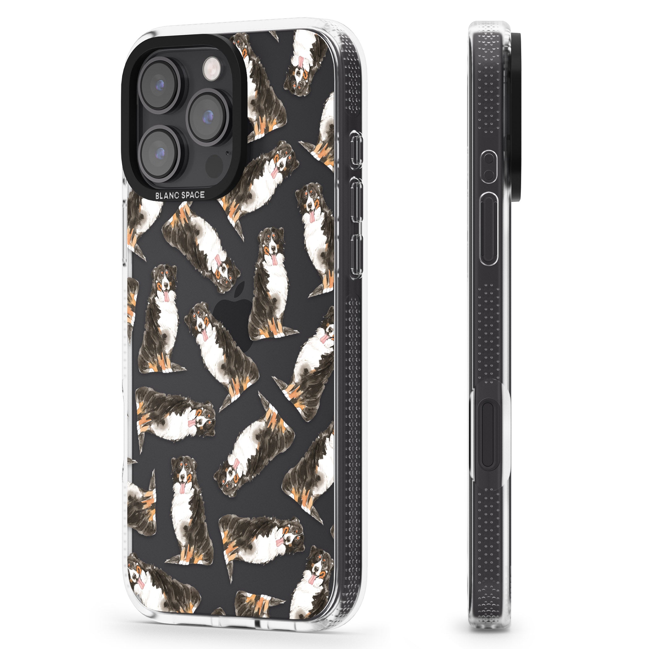 Bernese Mountain Dog Watercolour Dog Pattern iPhone 16 Pro Max / 16 Pro Clear Case Impact Air - Blanc Space