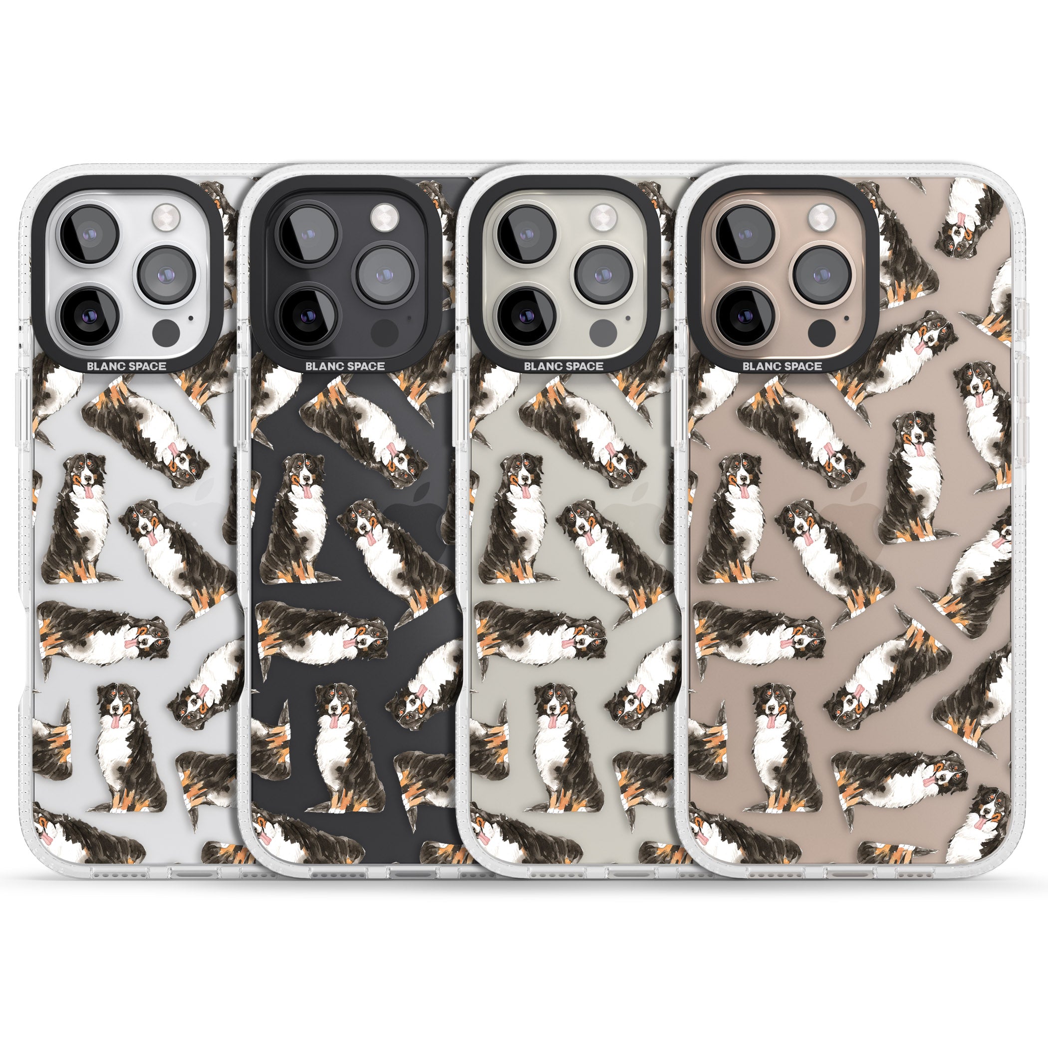 Bernese Mountain Dog Watercolour Dog Pattern iPhone 16 Pro Max / 16 Pro Clear Case Impact Air - Blanc Space