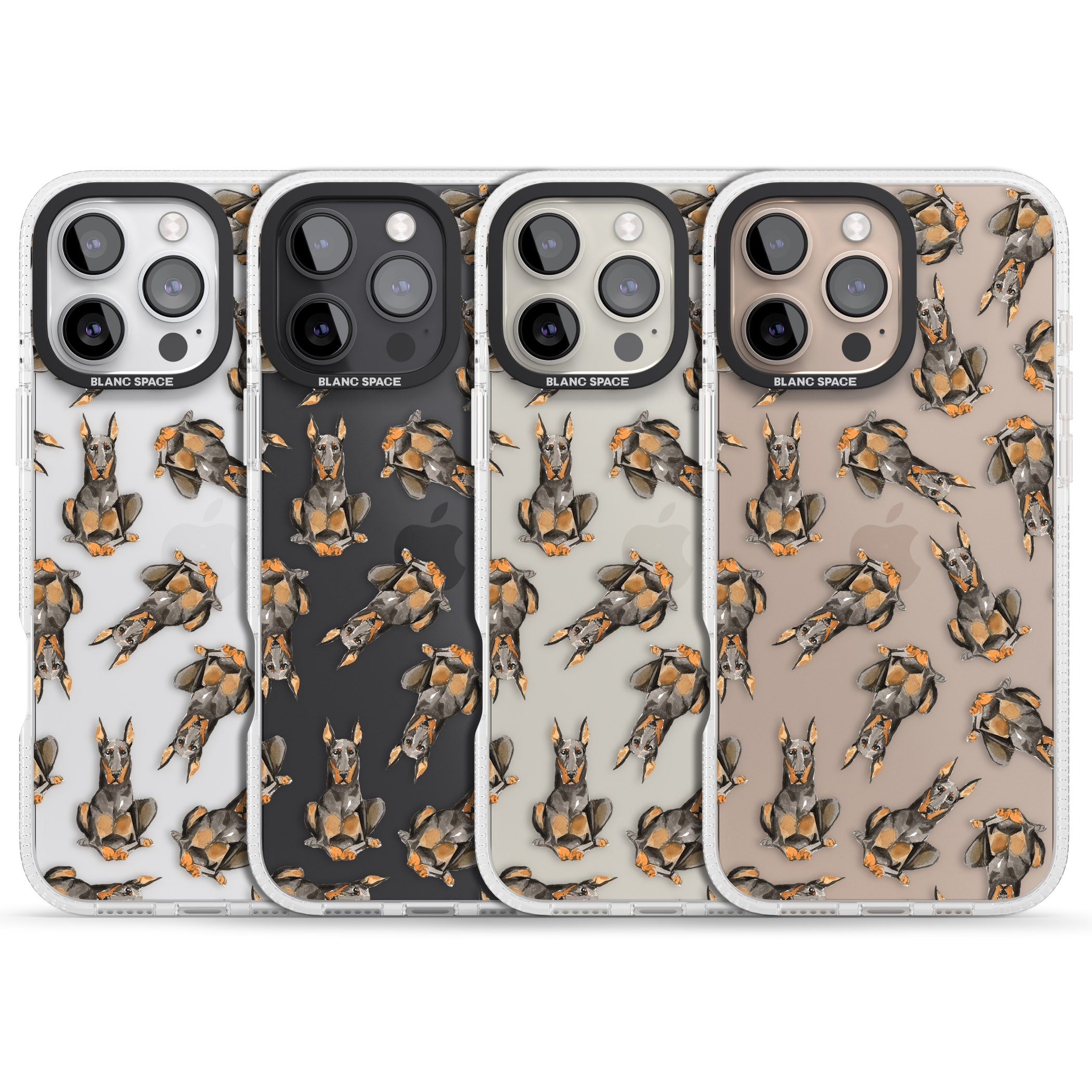 Doberman Watercolour Dog Pattern iPhone 16 Pro Max / 16 Pro Clear Case Impact Air - Blanc Space