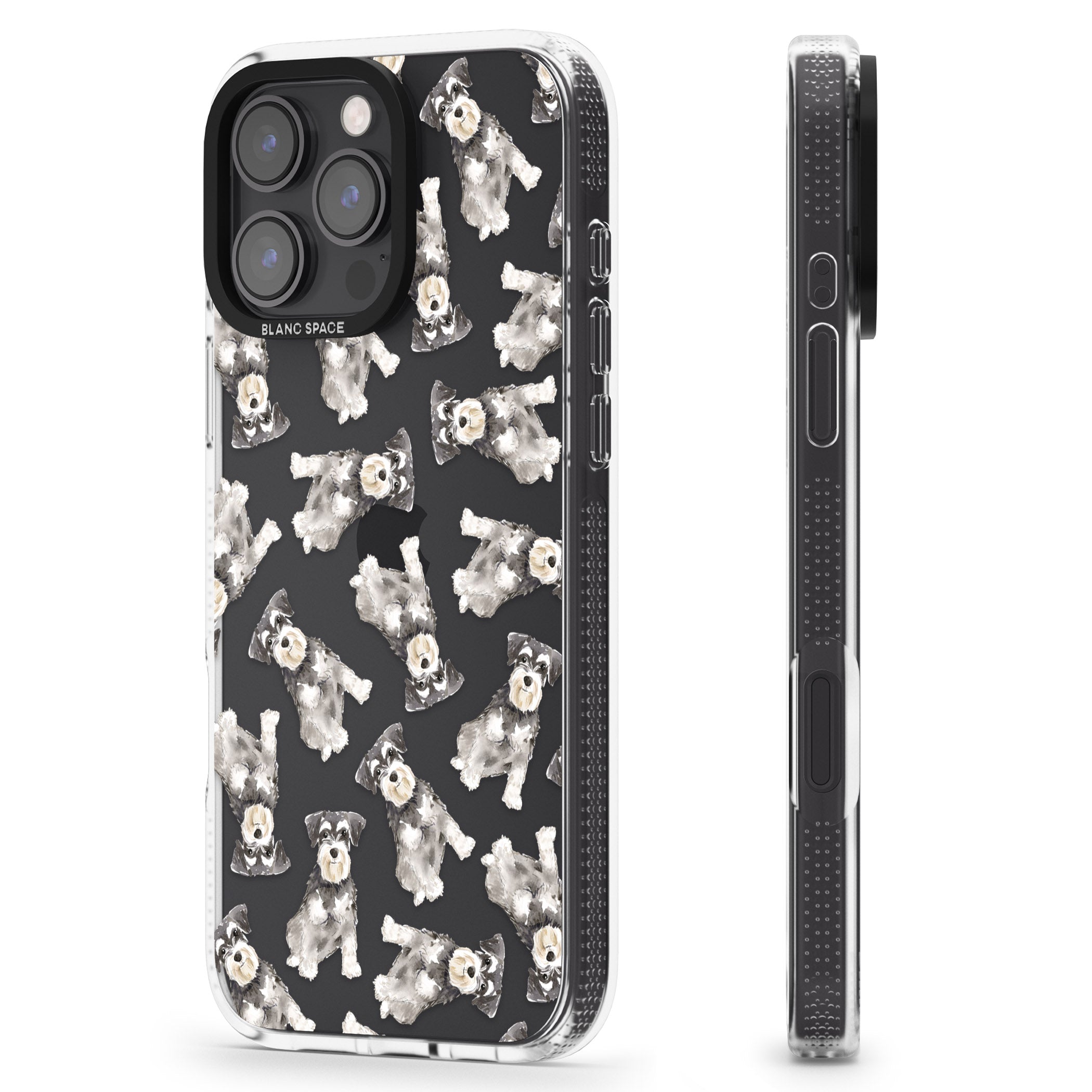 Miniature Schnauzer Watercolour Dog Pattern iPhone 16 Pro Max / 16 Pro Clear Case Impact Air - Blanc Space