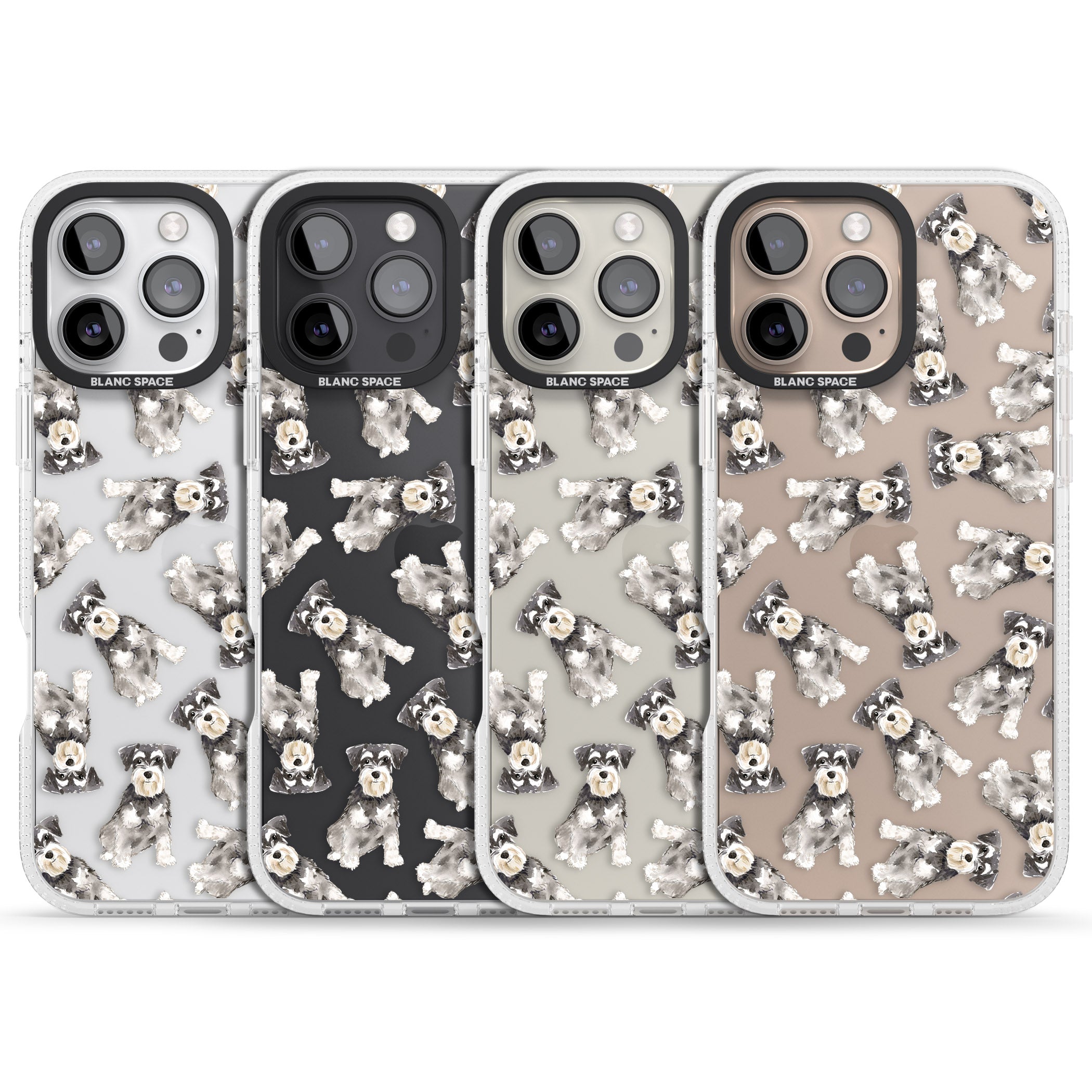 Miniature Schnauzer Watercolour Dog Pattern iPhone 16 Pro Max / 16 Pro Clear Case Impact Air - Blanc Space