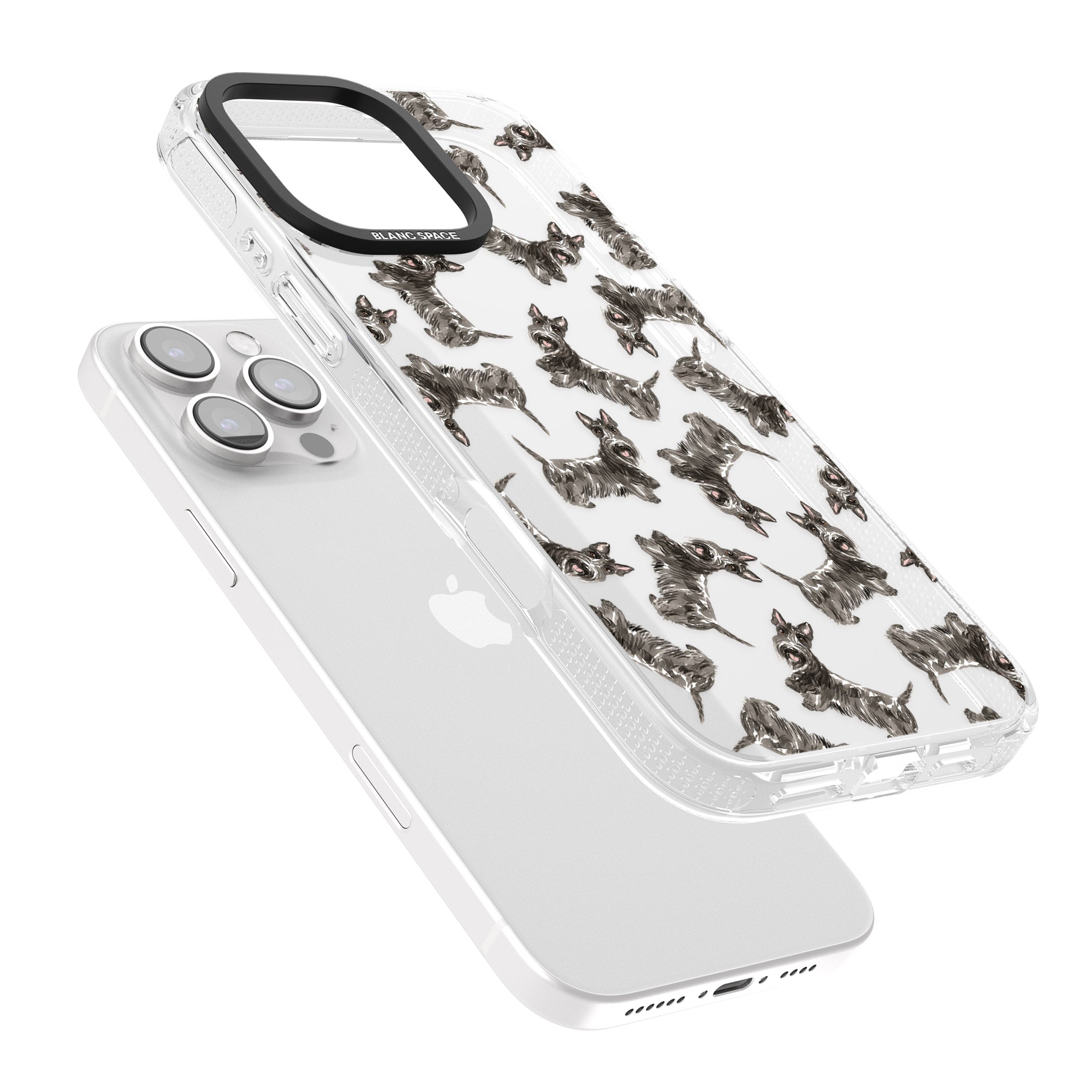 Scottish Terrier Watercolour Dog Pattern iPhone 16 Pro Max / 16 Pro Clear Case Impact Air - Blanc Space