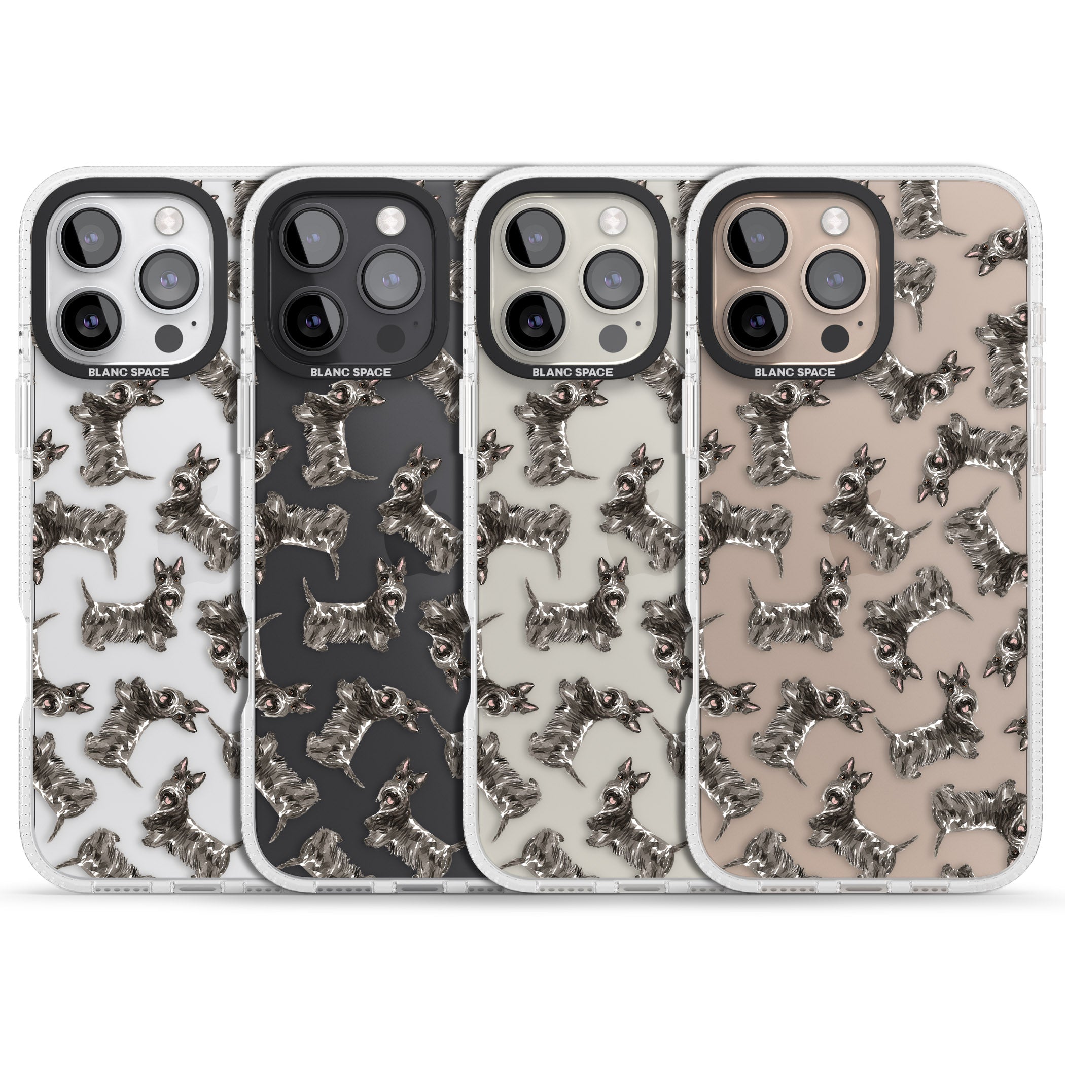 Scottish Terrier Watercolour Dog Pattern iPhone 16 Pro Max / 16 Pro Clear Case Impact Air - Blanc Space