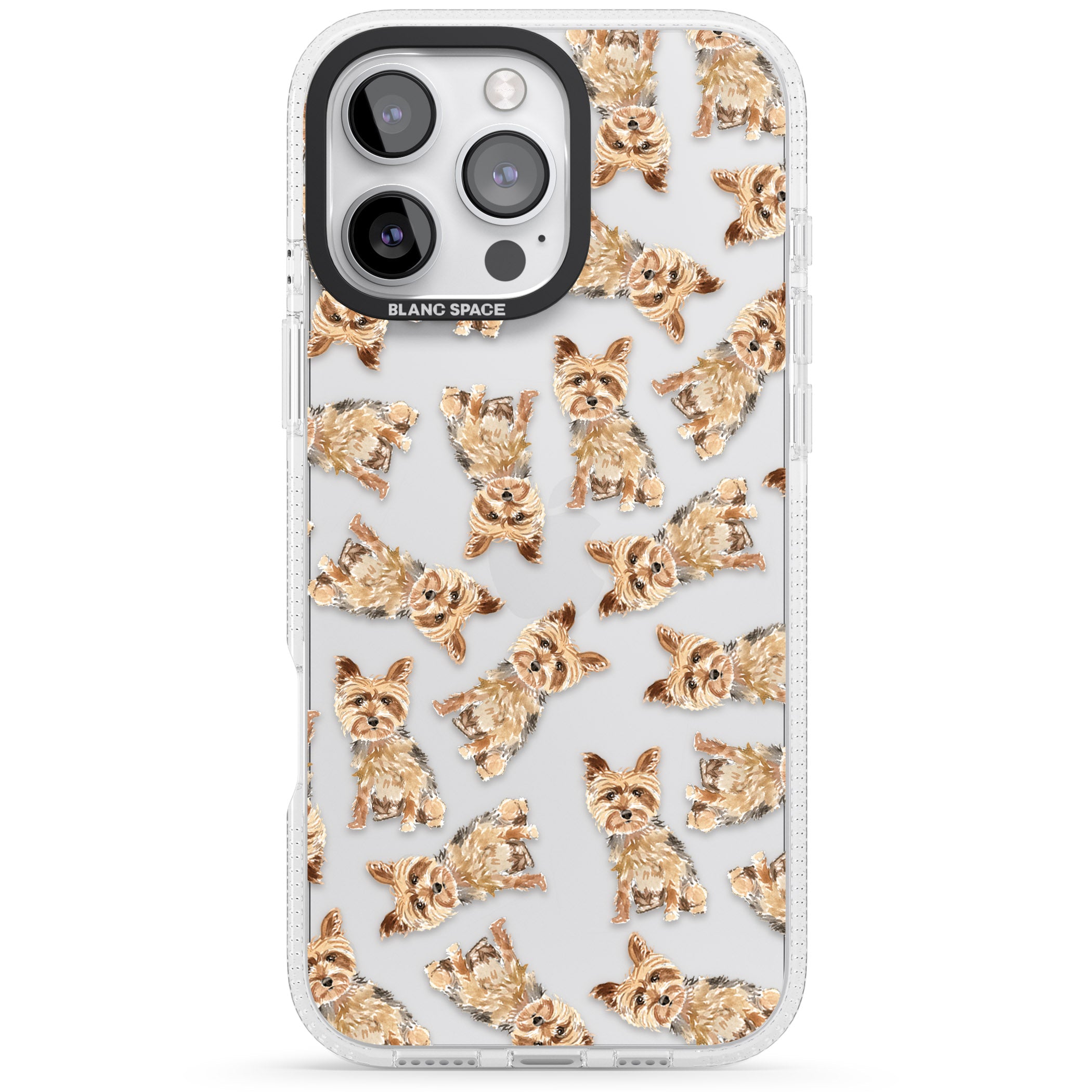 Yorkshire Terrier Watercolour Dog Pattern iPhone 16 Pro Max / 16 Pro Clear Case Impact Air - Blanc Space