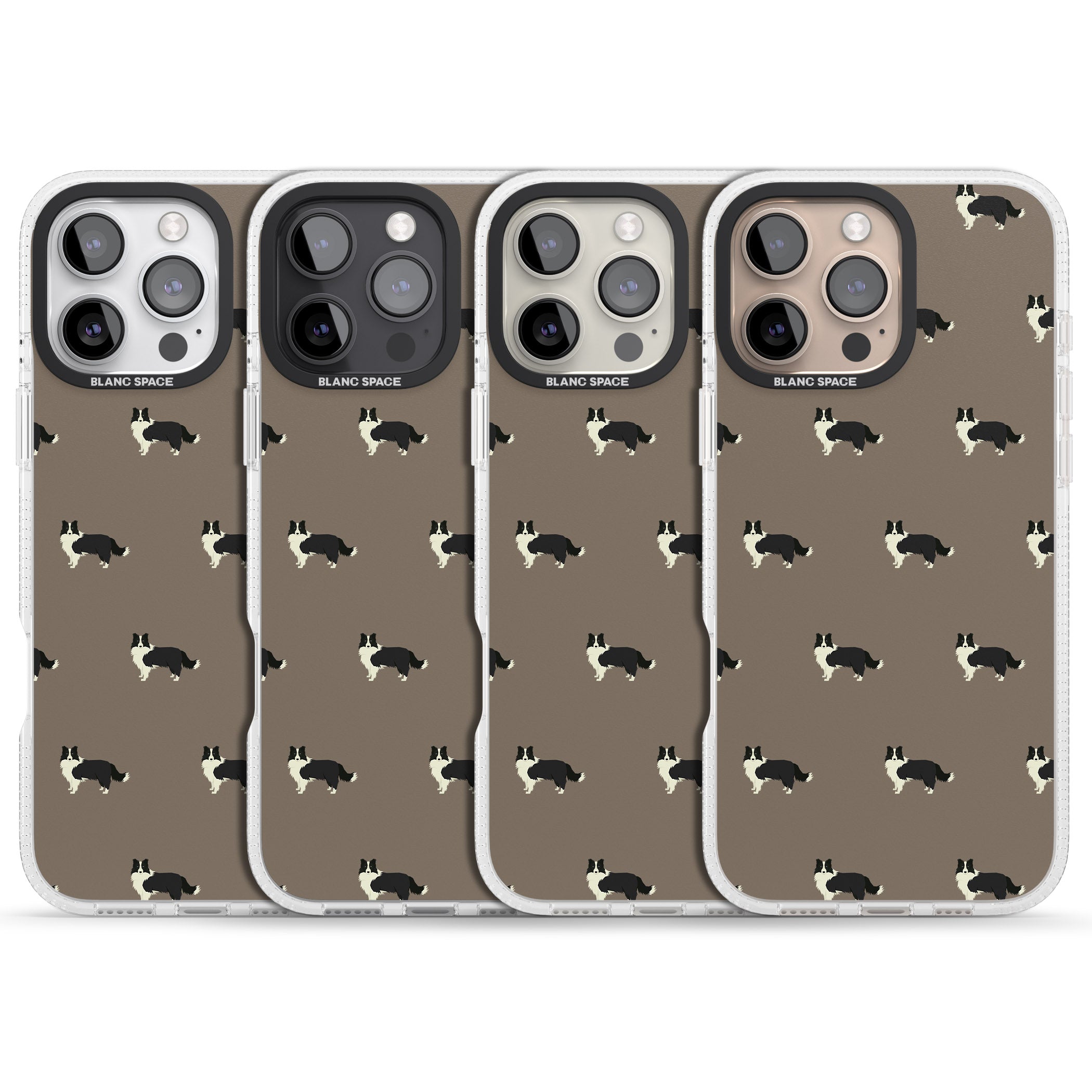 Border Collie Dog Pattern iPhone 16 Pro Max / 16 Pro Clear Case Impact Air - Blanc Space