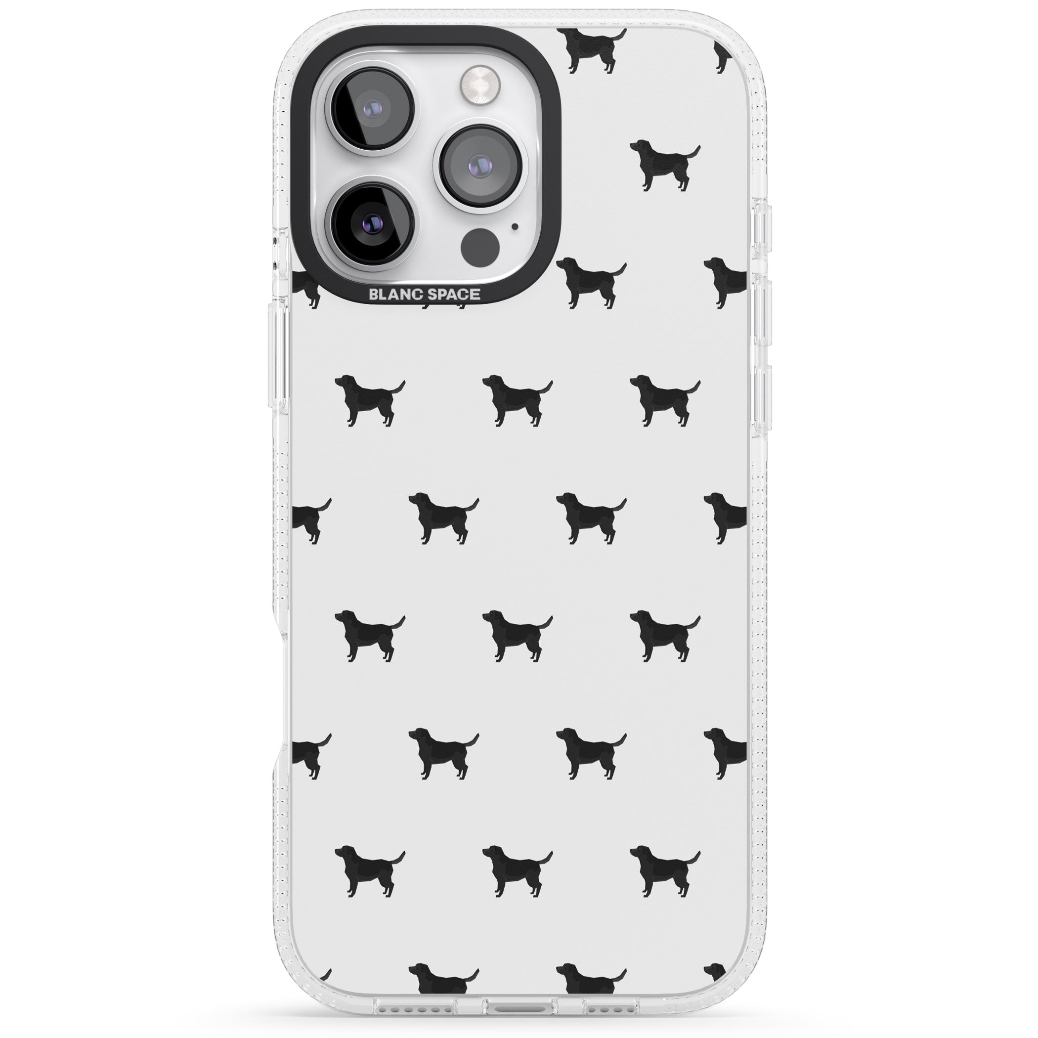 Black Labrador Dog Pattern iPhone 16 Pro Max / 16 Pro Clear Case Impact Air - Blanc Space