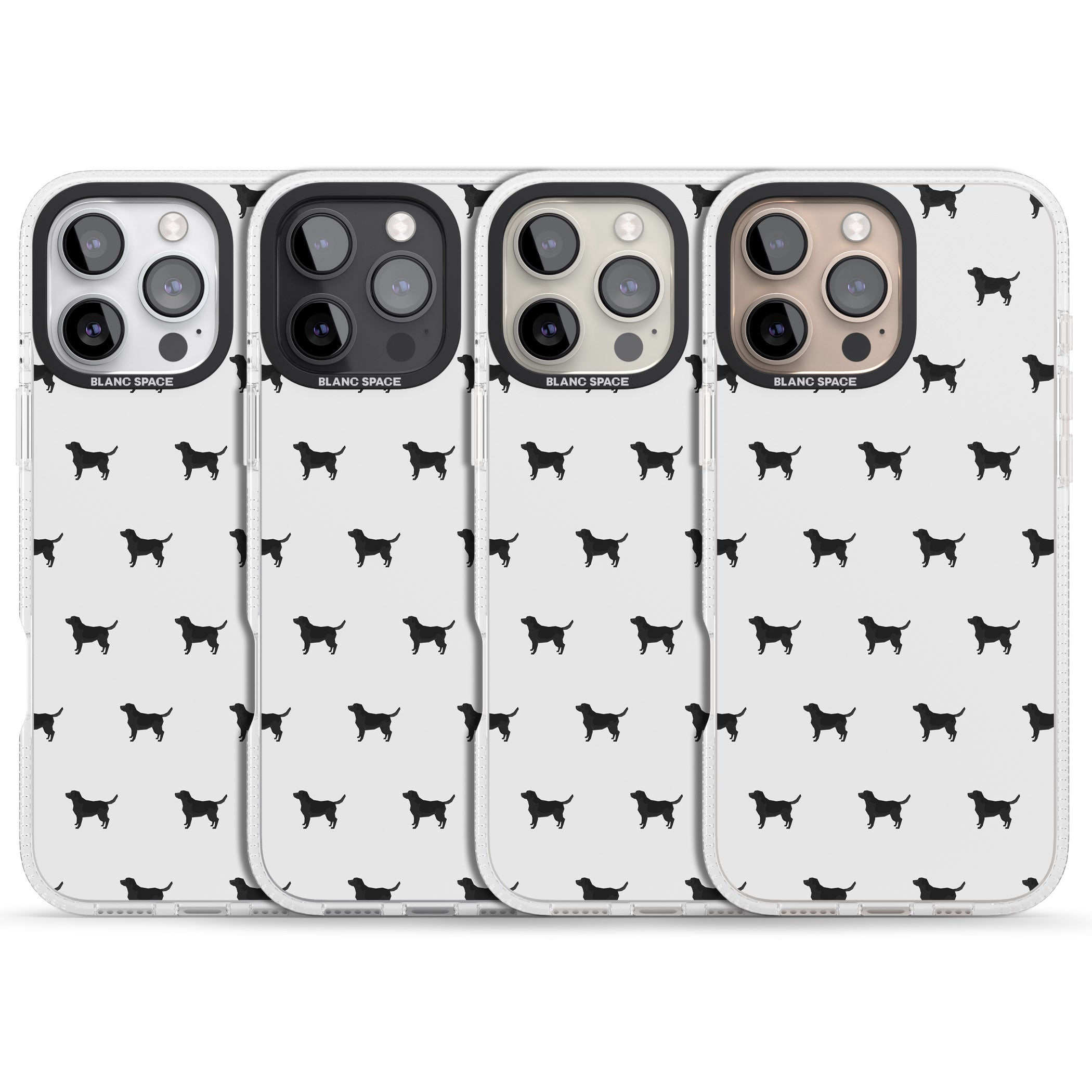 Black Labrador Dog Pattern iPhone 16 Pro Max / 16 Pro Clear Case Impact Air - Blanc Space