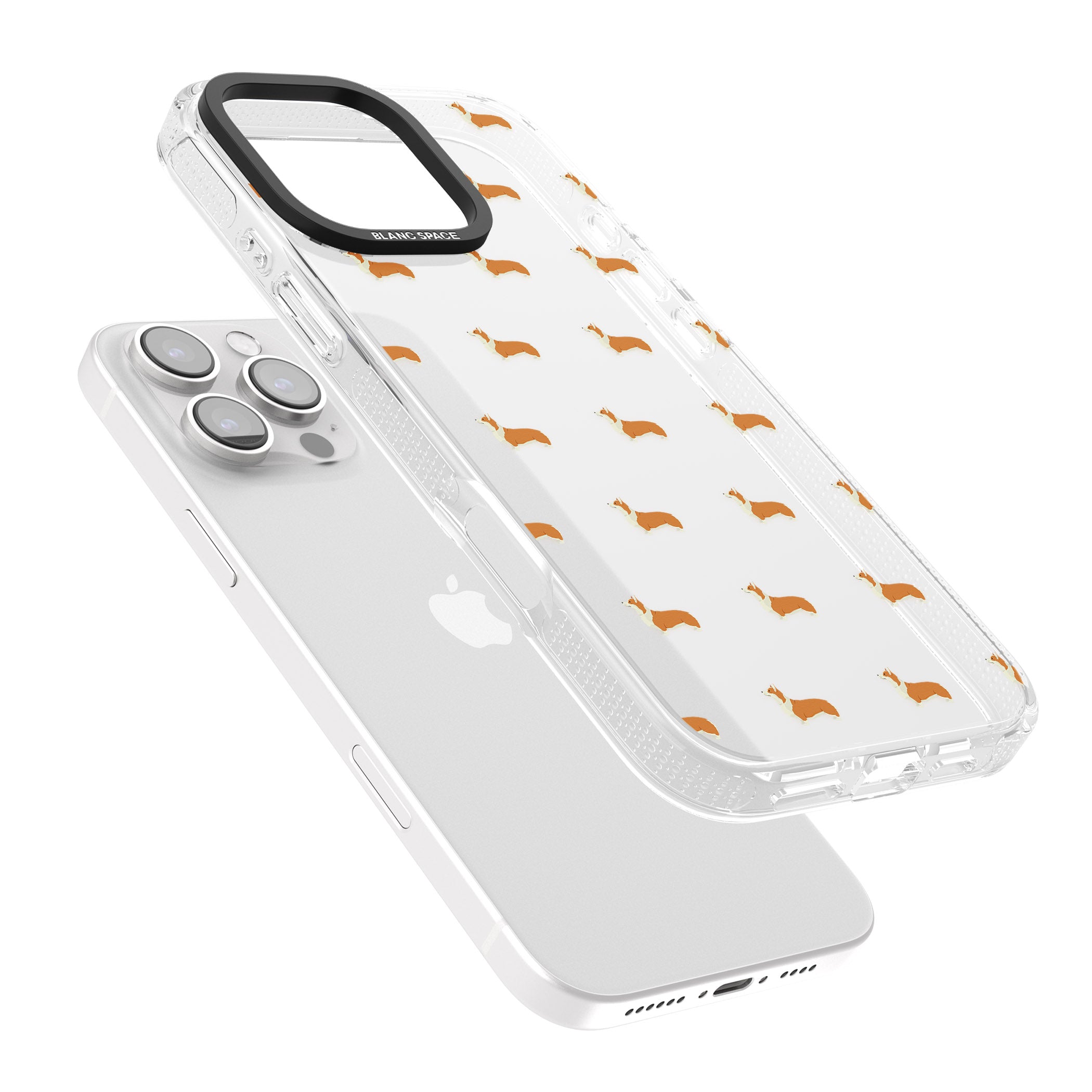 Pembroke Welsh Corgi Dog Pattern Clear iPhone 16 Pro Max / 16 Pro Clear Case Impact Air - Blanc Space
