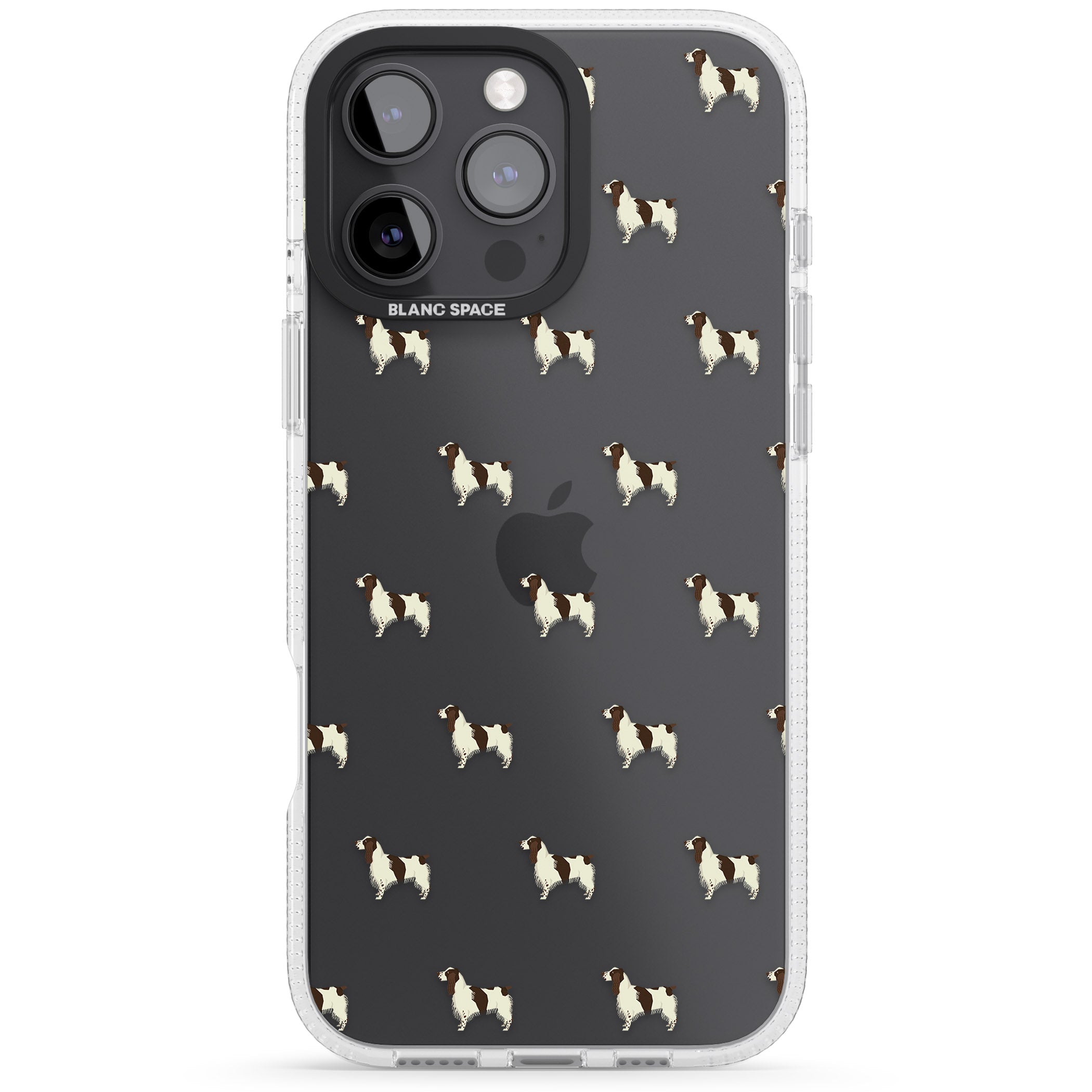 English Springer Spaniel Dog Pattern Clear iPhone 16 Pro Max / 16 Pro Clear Case Impact Air - Blanc Space