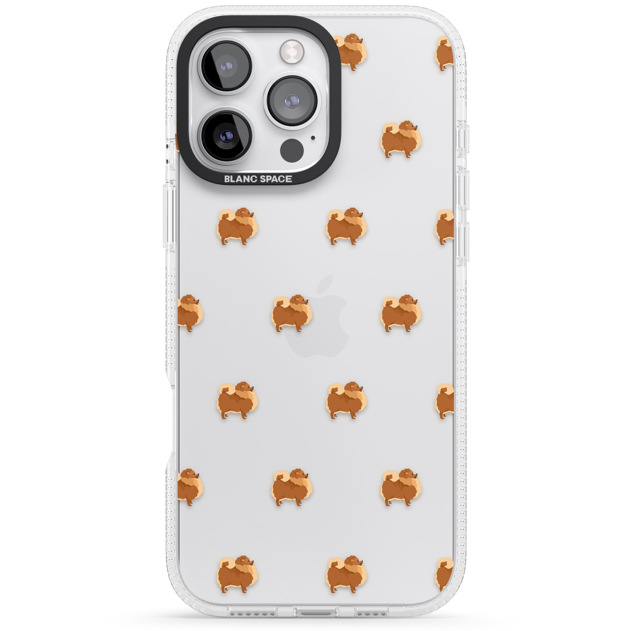 Pomeranian Dog Pattern Clear iPhone 16 Pro Max / 16 Pro Clear Case Impact Air - Blanc Space
