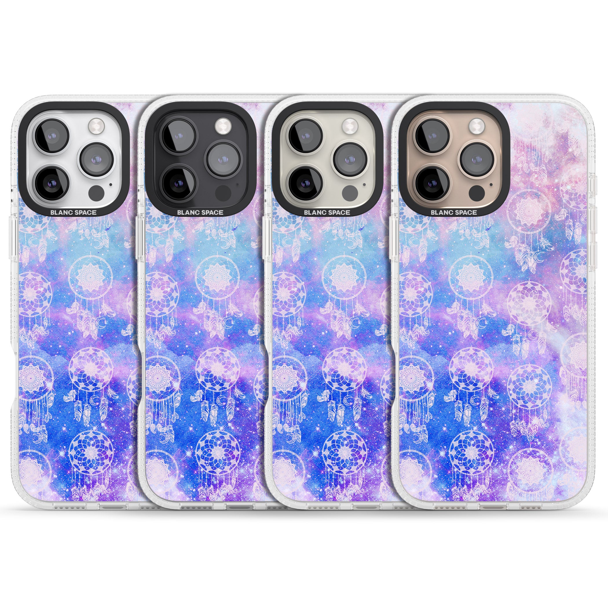 Dreamcatcher Pattern Galaxy Print Tie Dye iPhone 16 Pro Max / 16 Pro Clear Case Impact Air - Blanc Space