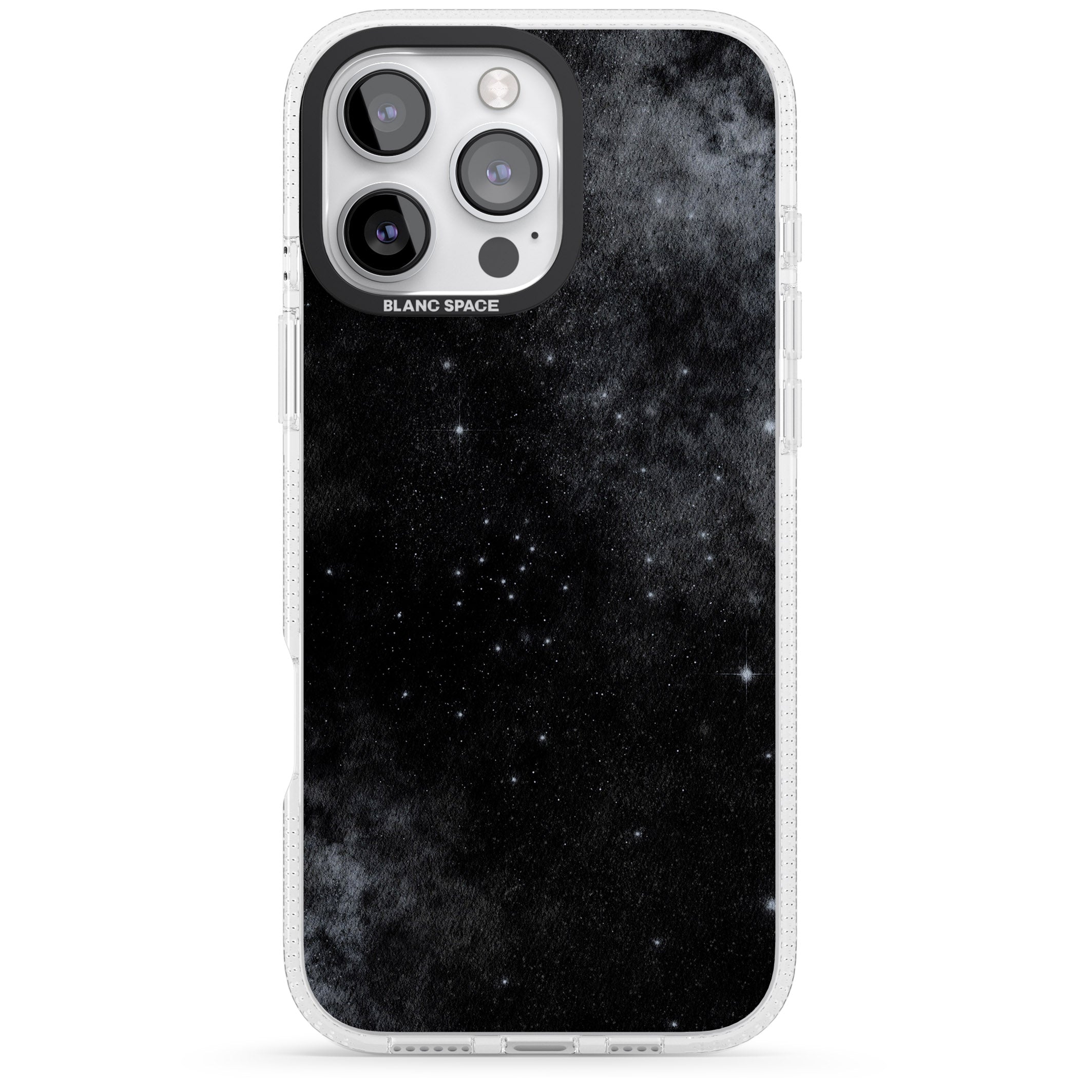 Night Sky Galaxies: Shimmering Stars iPhone 16 Pro Max / 16 Pro Clear Case Impact Air - Blanc Space