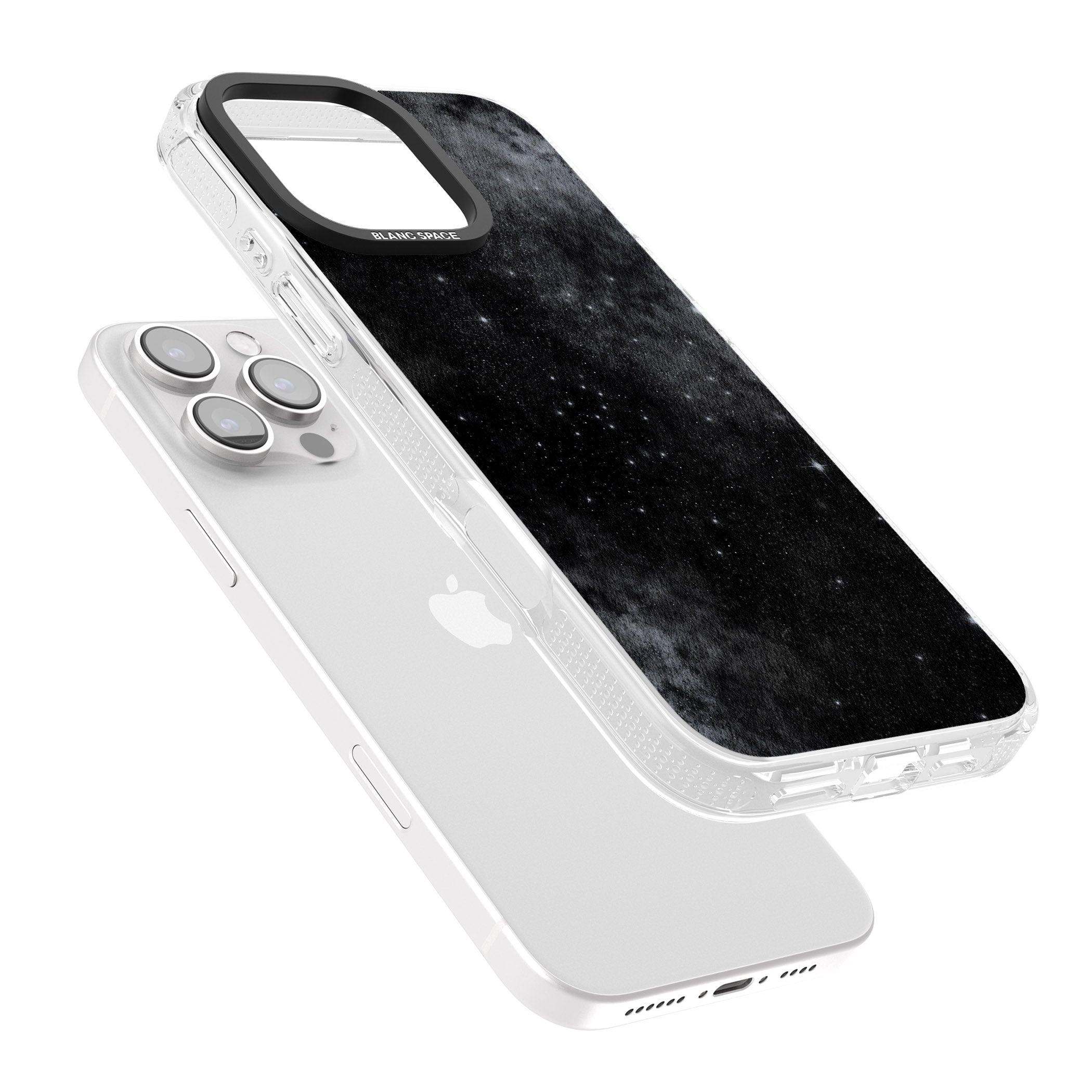 Night Sky Galaxies: Shimmering Stars iPhone 16 Pro Max / 16 Pro Clear Case Impact Air - Blanc Space