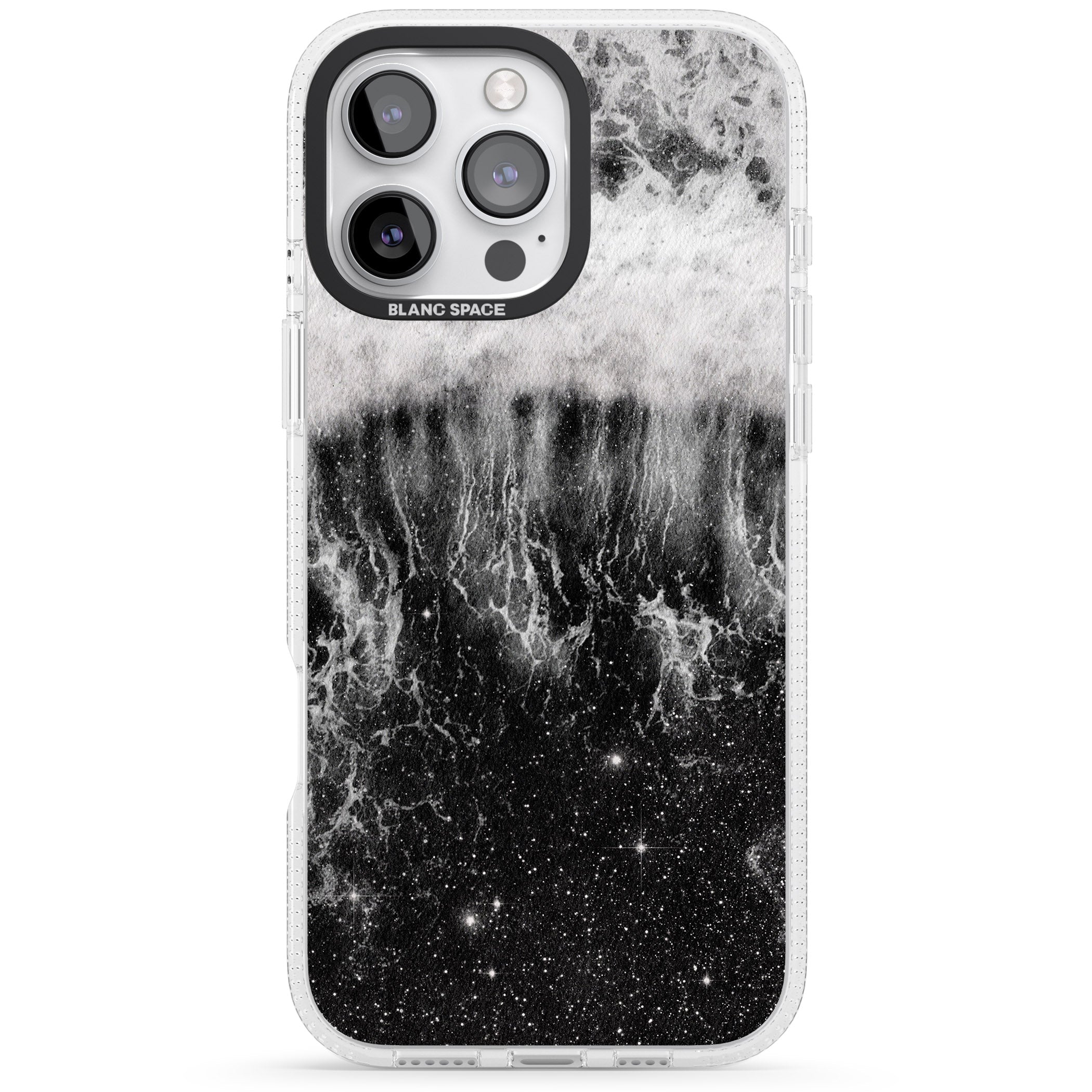 Ocean Wave Galaxy Print iPhone 16 Pro Max / 16 Pro Clear Case Impact Air - Blanc Space