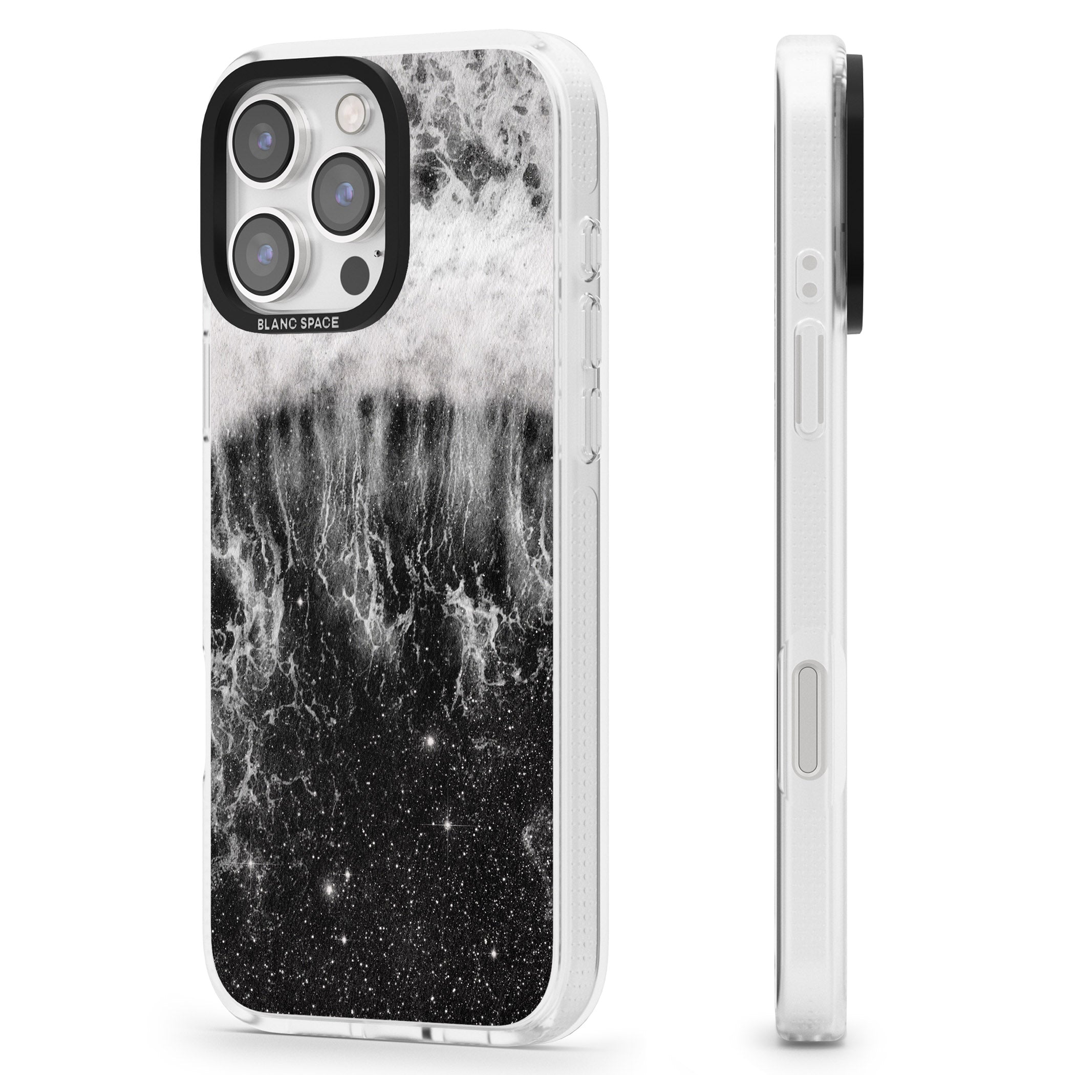 Ocean Wave Galaxy Print iPhone 16 Pro Max / 16 Pro Clear Case Impact Air - Blanc Space