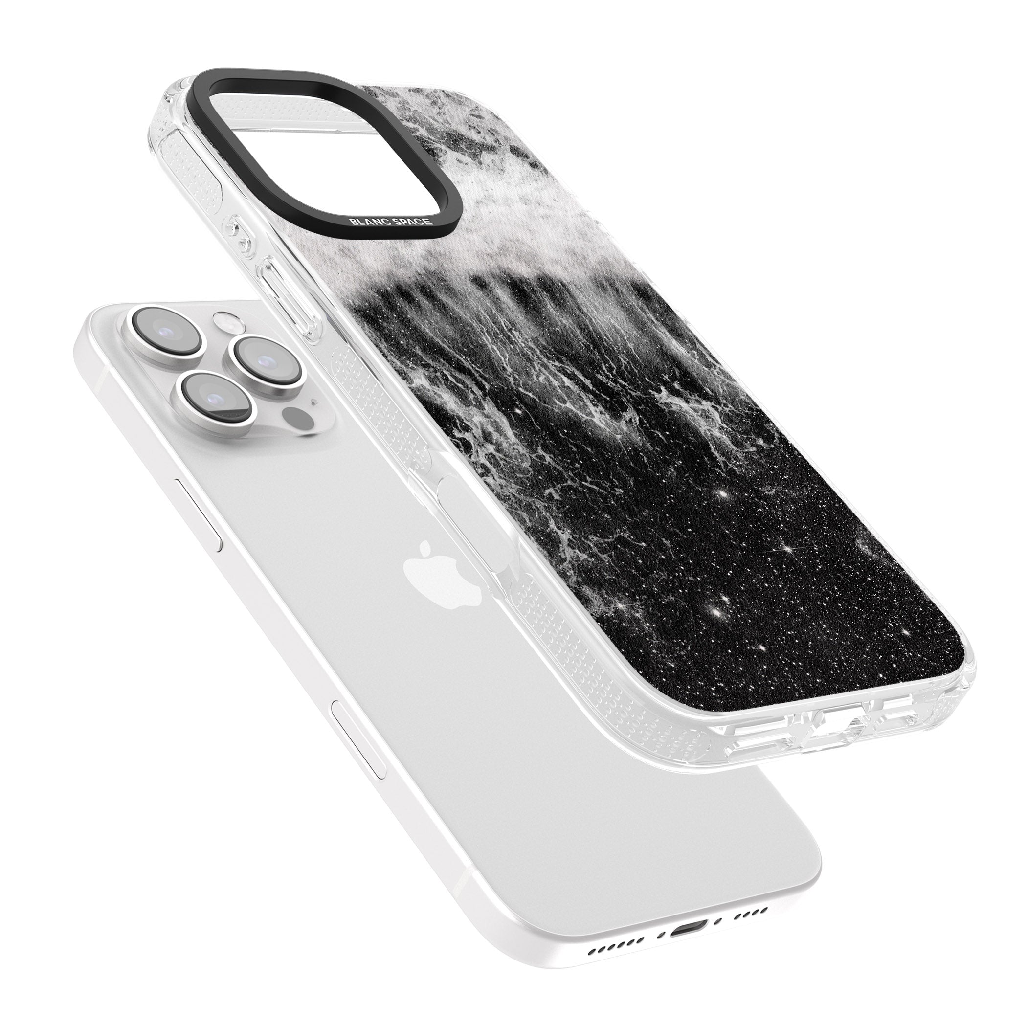 Ocean Wave Galaxy Print iPhone 16 Pro Max / 16 Pro Clear Case Impact Air - Blanc Space
