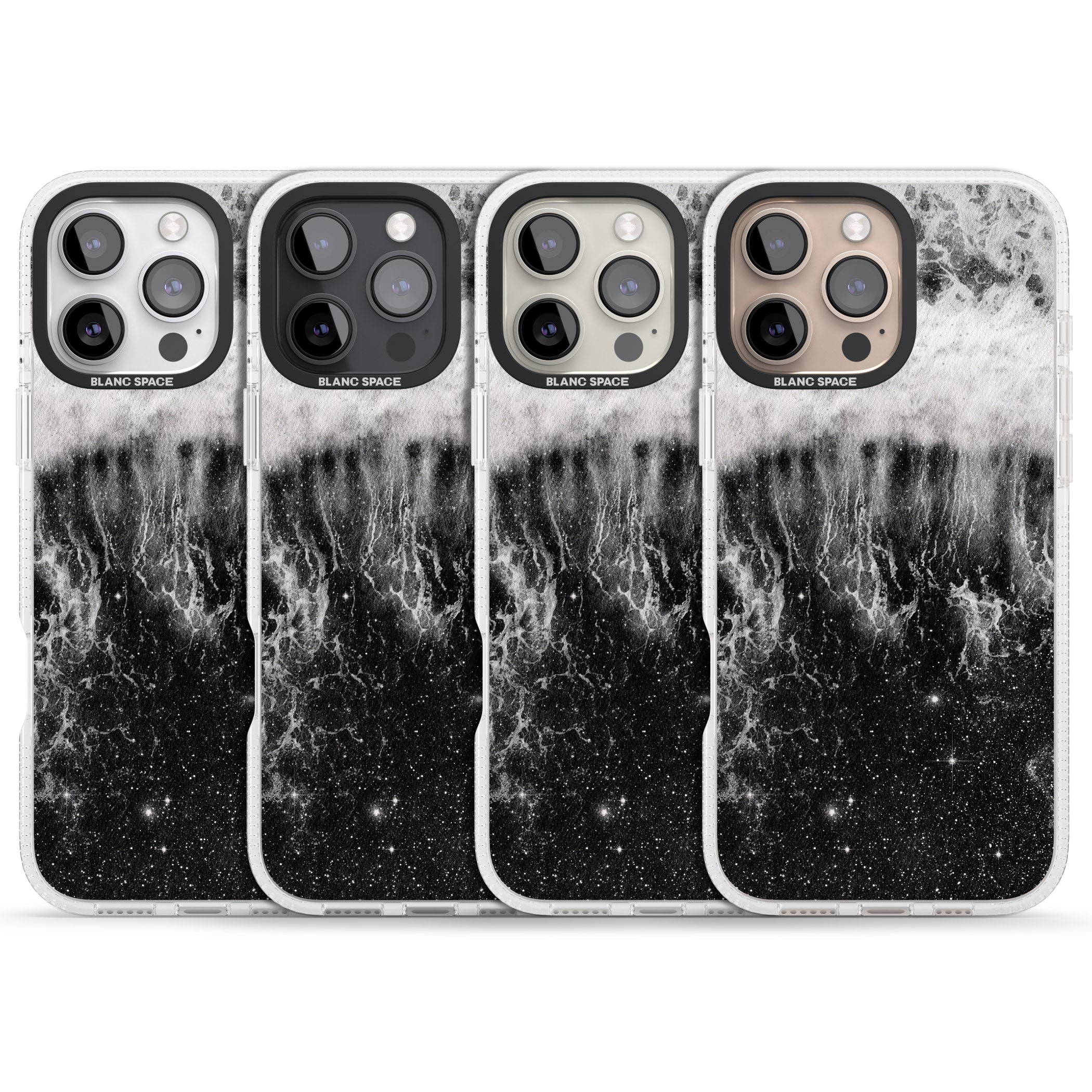 Ocean Wave Galaxy Print iPhone 16 Pro Max / 16 Pro Clear Case Impact Air - Blanc Space