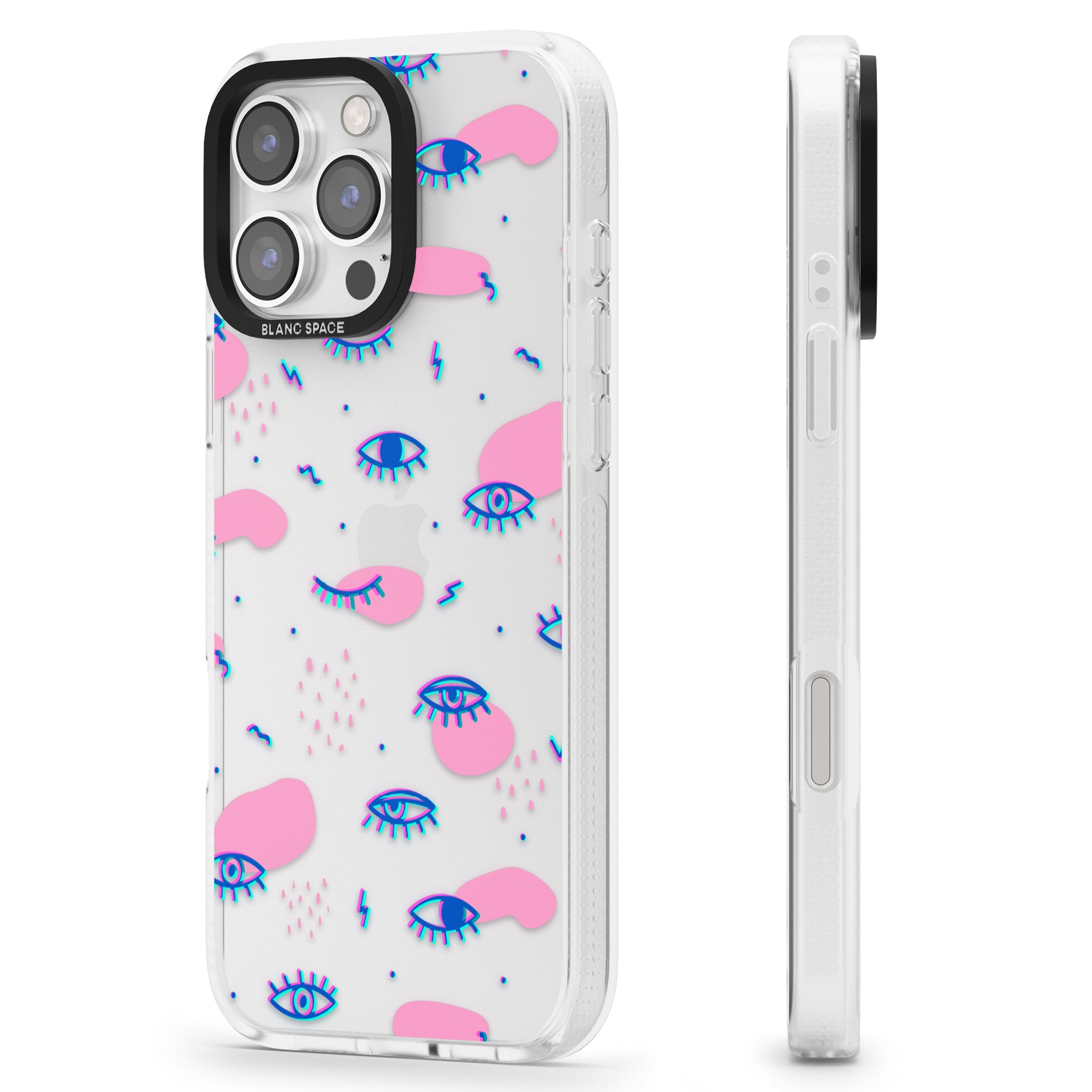 Pink Eye Blotches iPhone 16 Pro Max / 16 Pro Clear Case Impact Air - Blanc Space