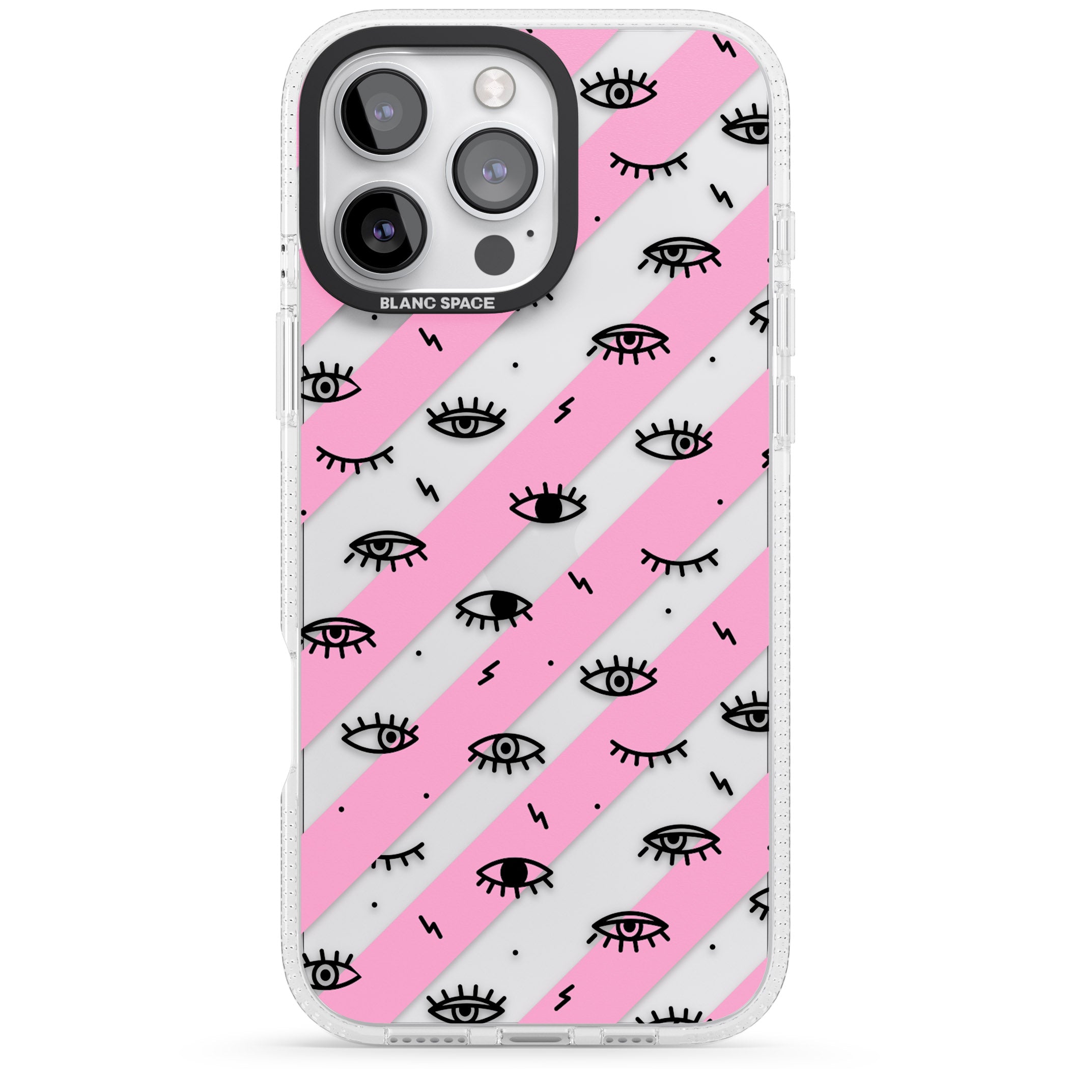 Pink Stripe Eyes iPhone 16 Pro Max / 16 Pro Clear Case Impact Air - Blanc Space