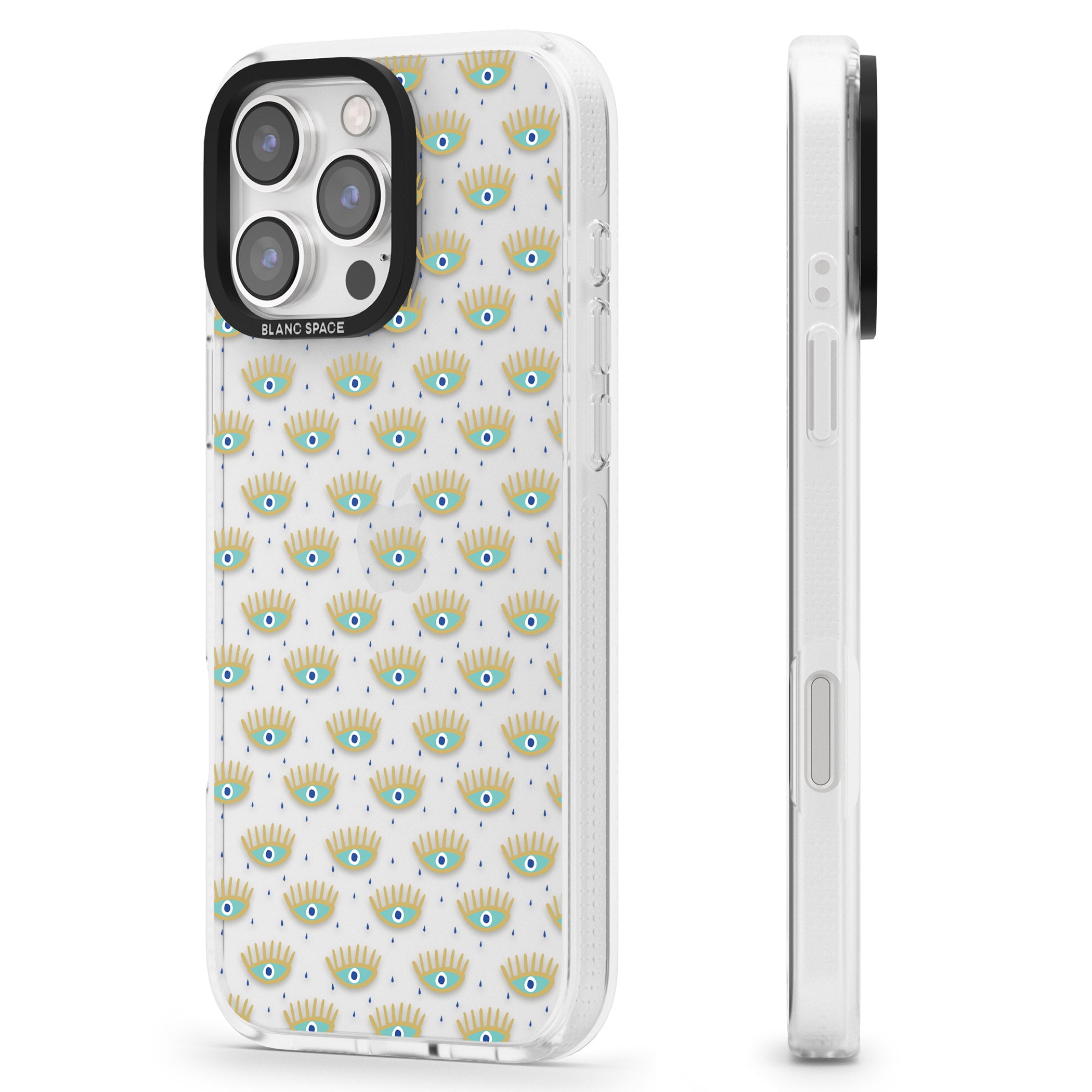Crying Eyes (Clear) Psychedelic Eyes Pattern iPhone 16 Pro Max / 16 Pro Clear Case Impact Air - Blanc Space