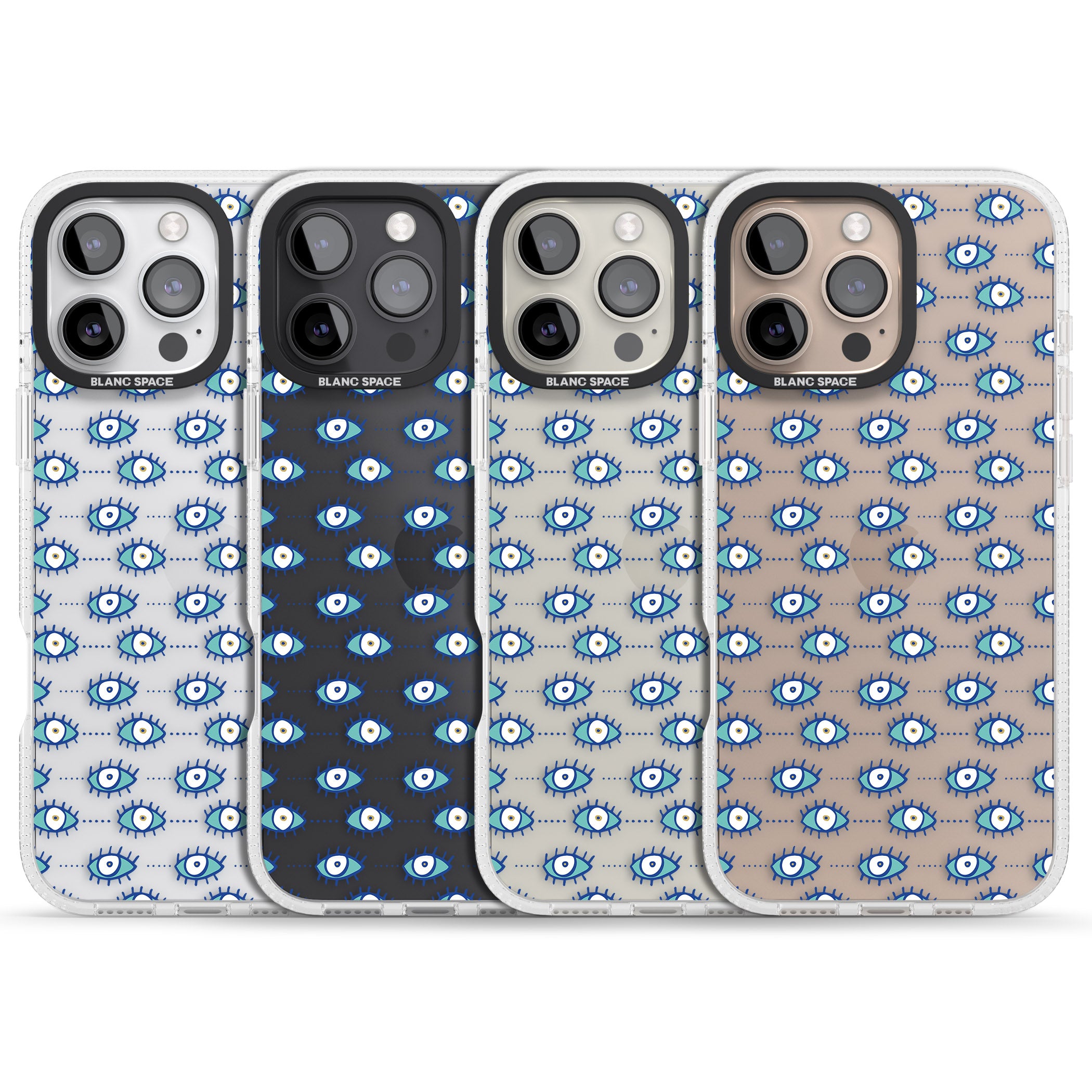 Crazy Eyes (Clear) Psychedelic Eyes Pattern iPhone 16 Pro Max / 16 Pro Clear Case Impact Air - Blanc Space