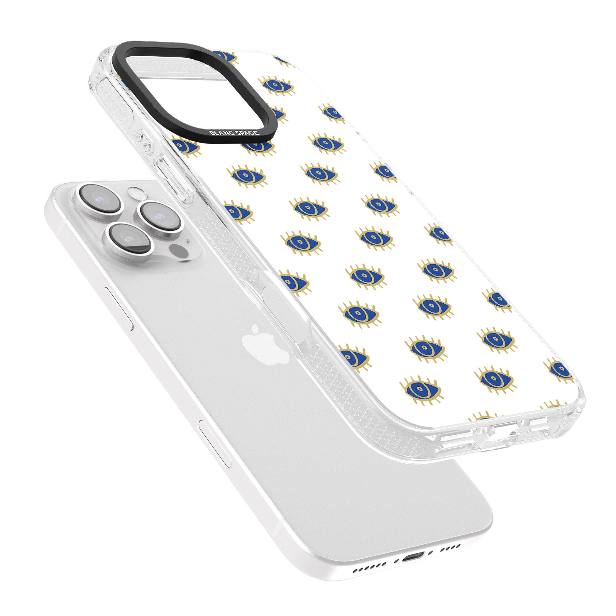 Gold Eyes Psychedelic Eyes Pattern iPhone 16 Pro Max / 16 Pro Clear Case Impact Air - Blanc Space